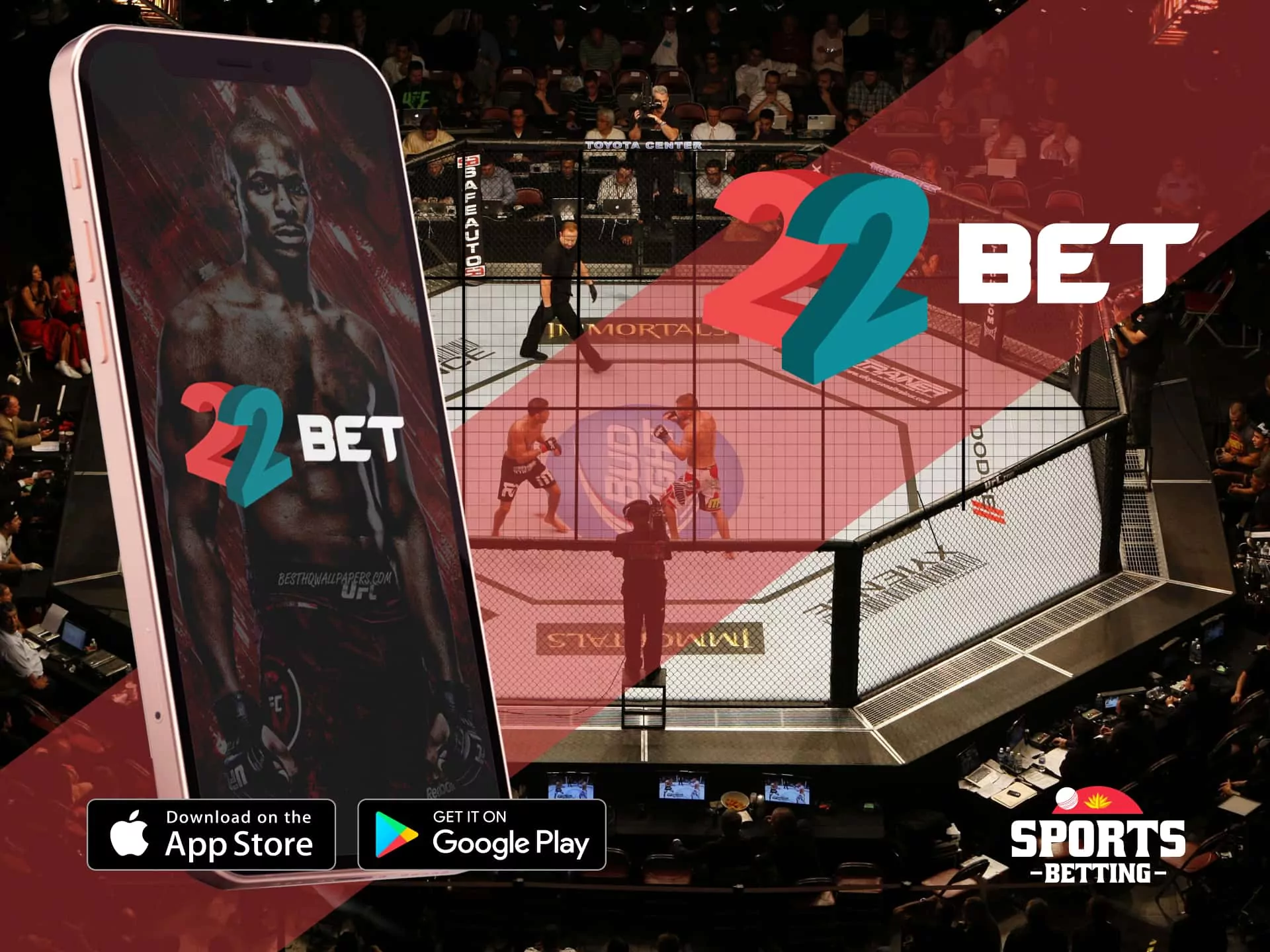 22BET UFC betting app with huge UFC betting odds.