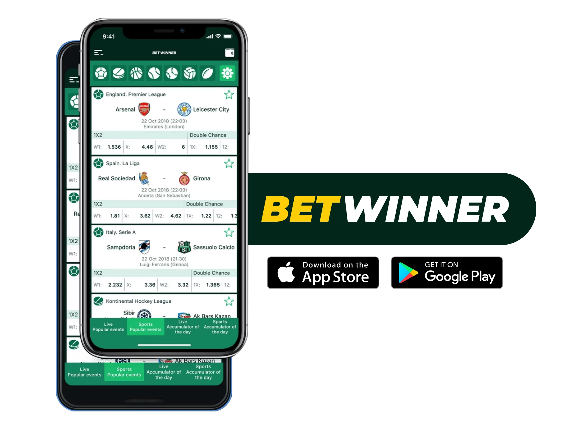 BetWinner sportbook with extensive choice of payment methods.