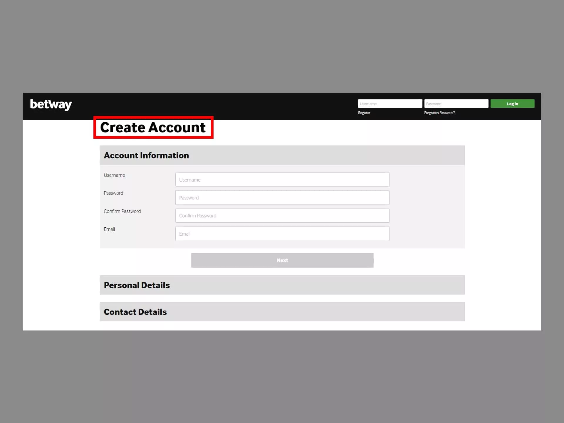 Account creation on tennis betting sites.