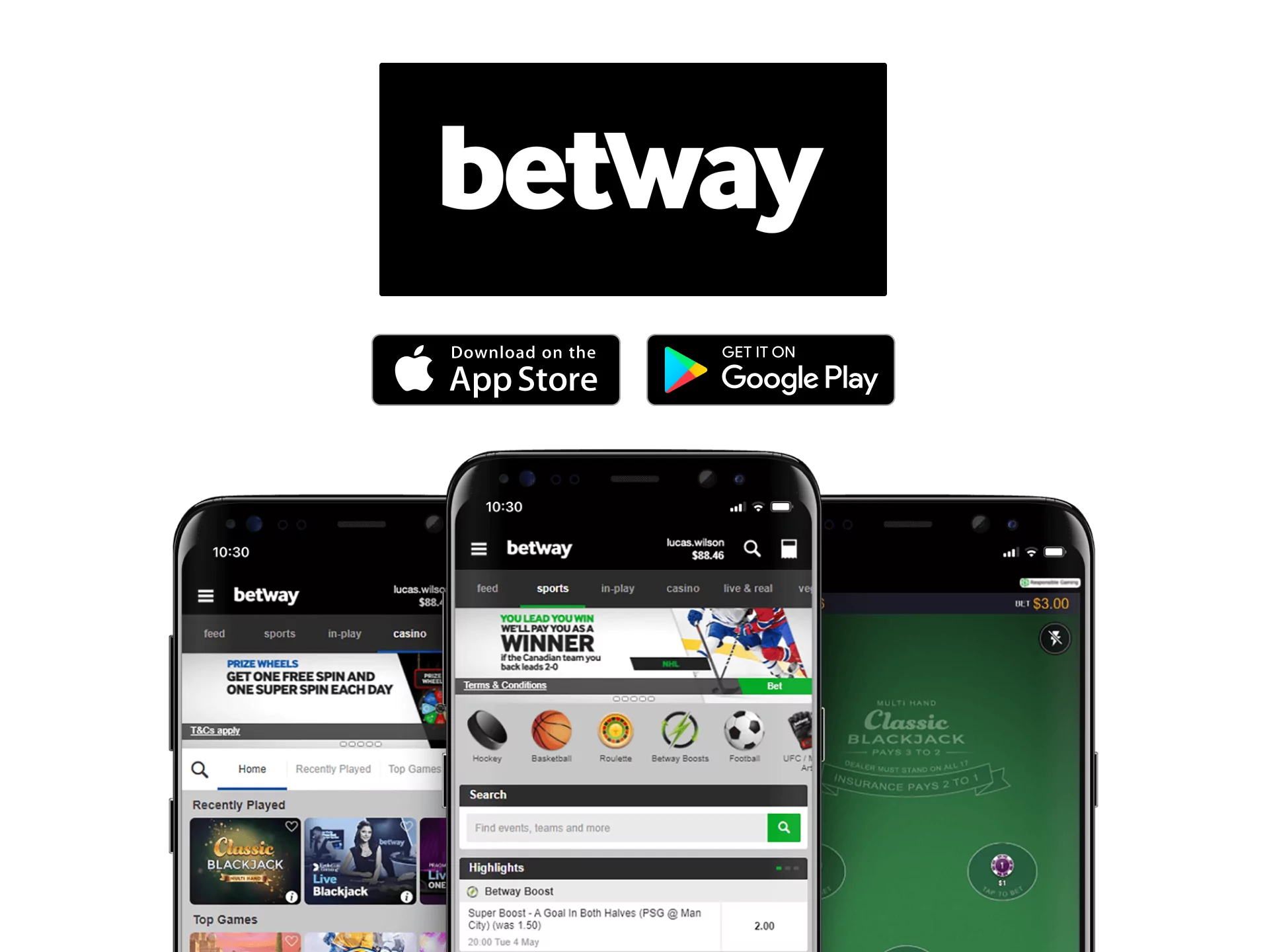 Betway with a large market for football betting.