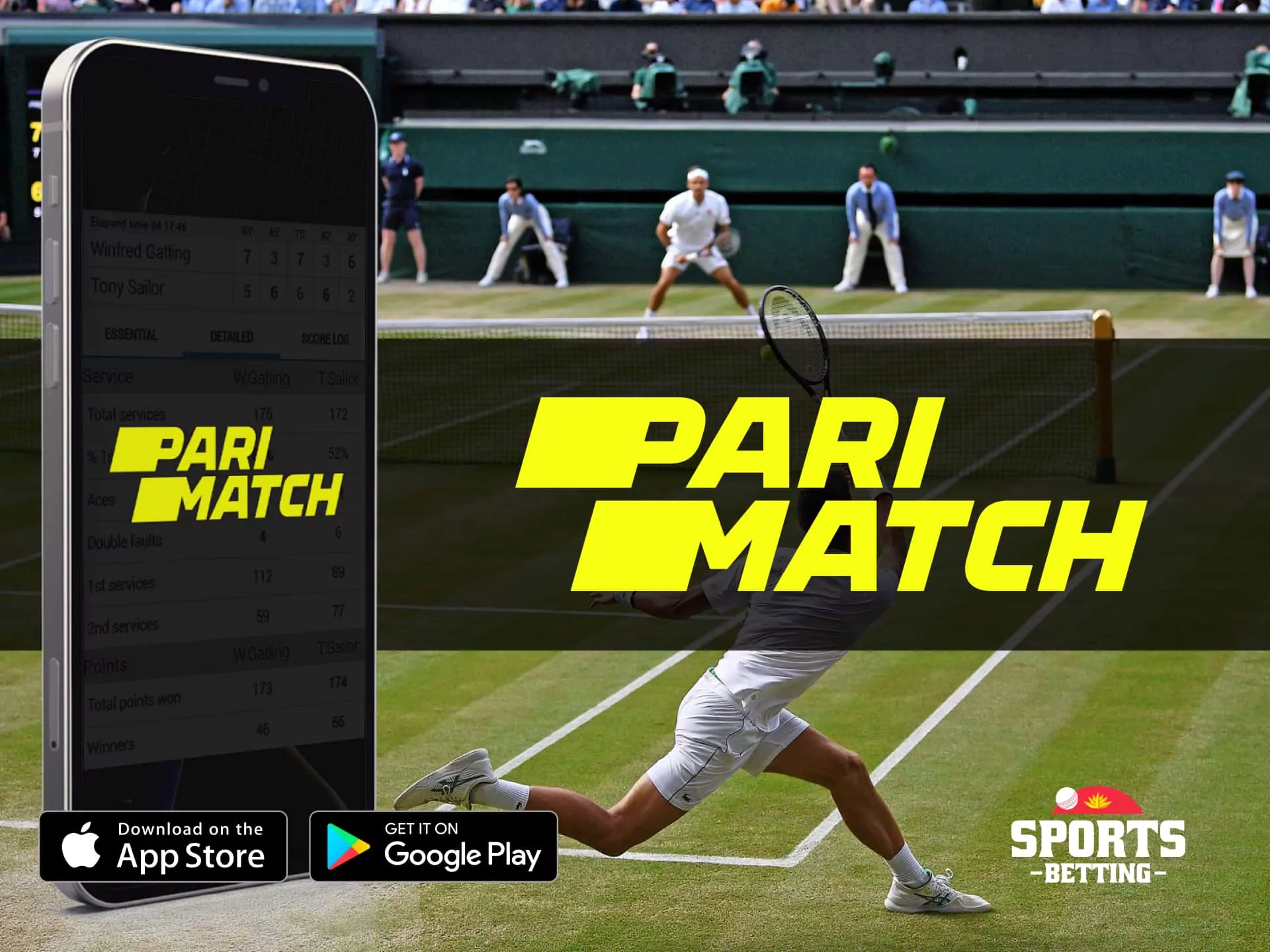 Parimatch tennis betting site with the simplicity of website design.