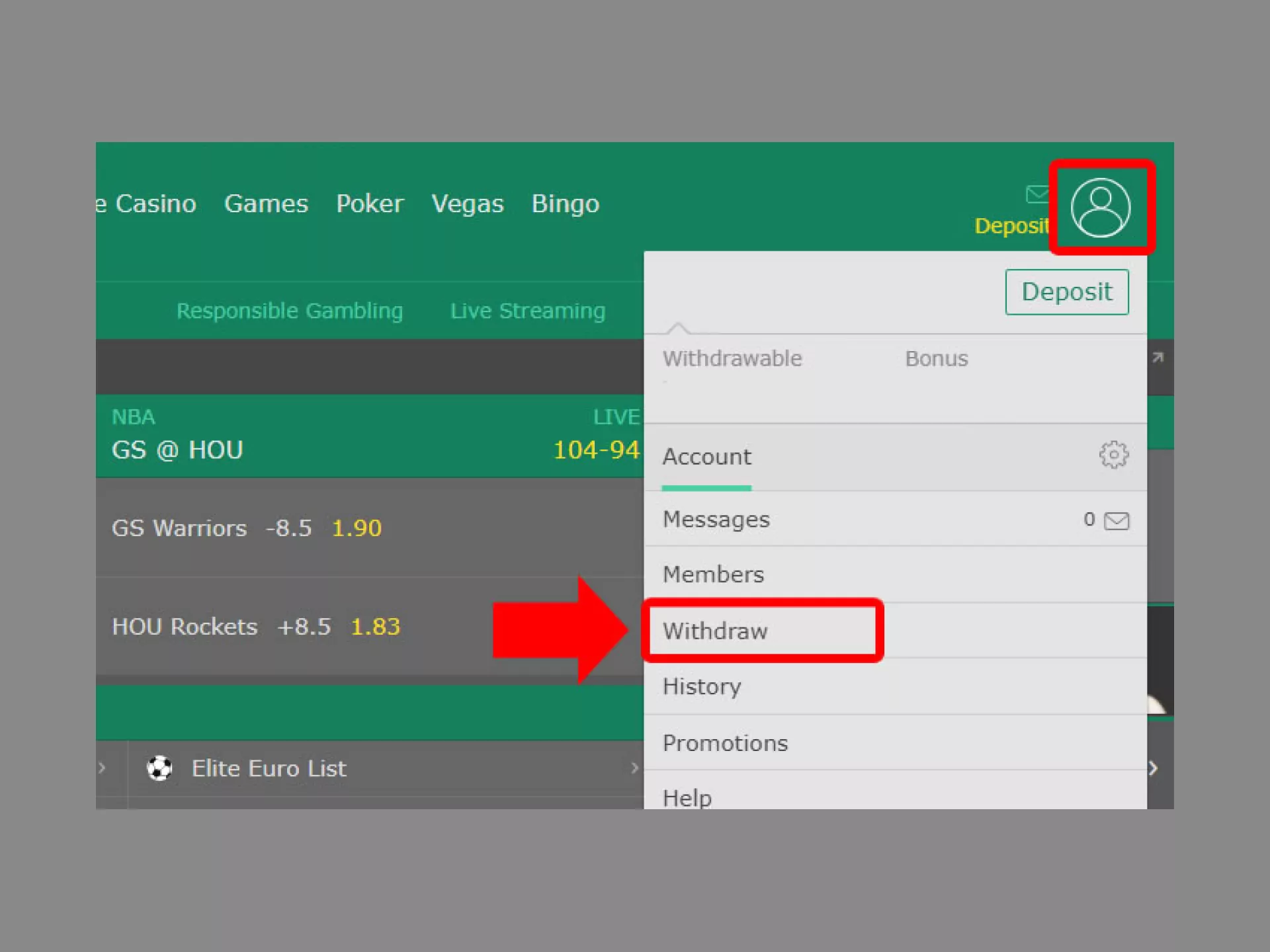 After making a few winning bets you can withdraw your money.