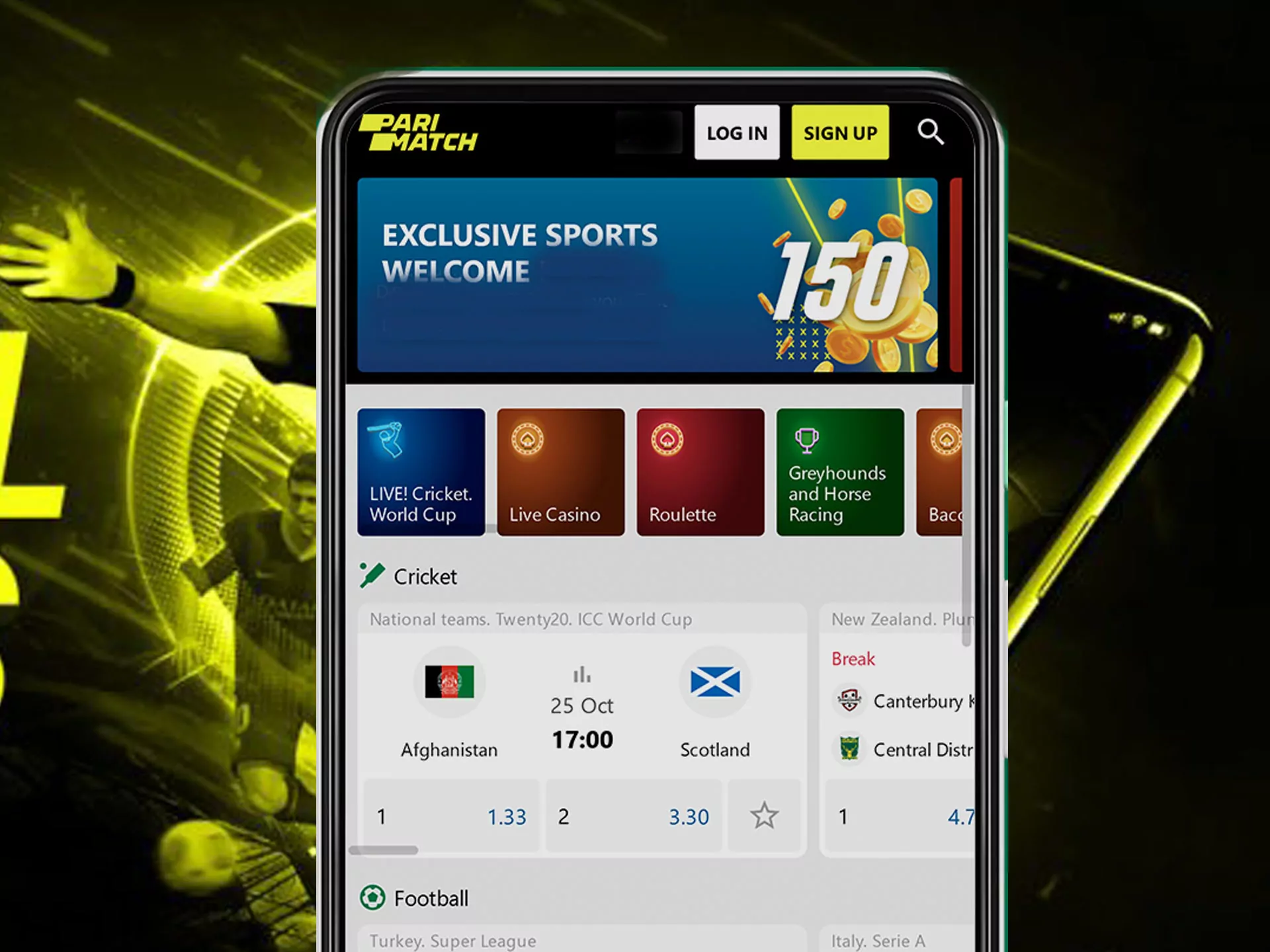 Step by step instruction on how to place a bet with Parimatch App.