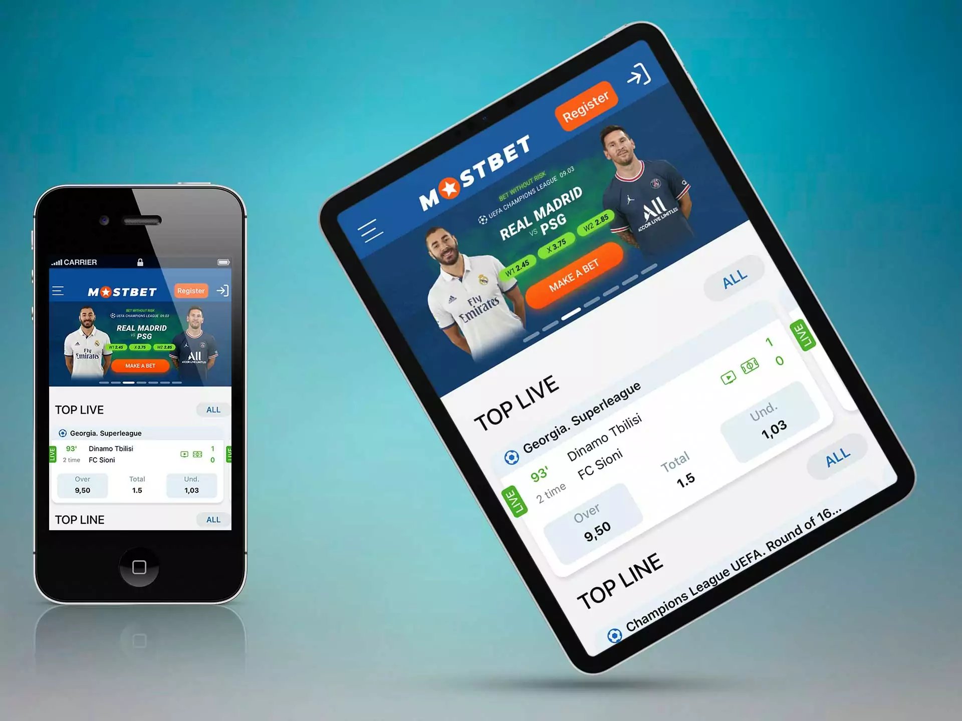 iphone 4 and above, all ipad versions support the Mostbet app.