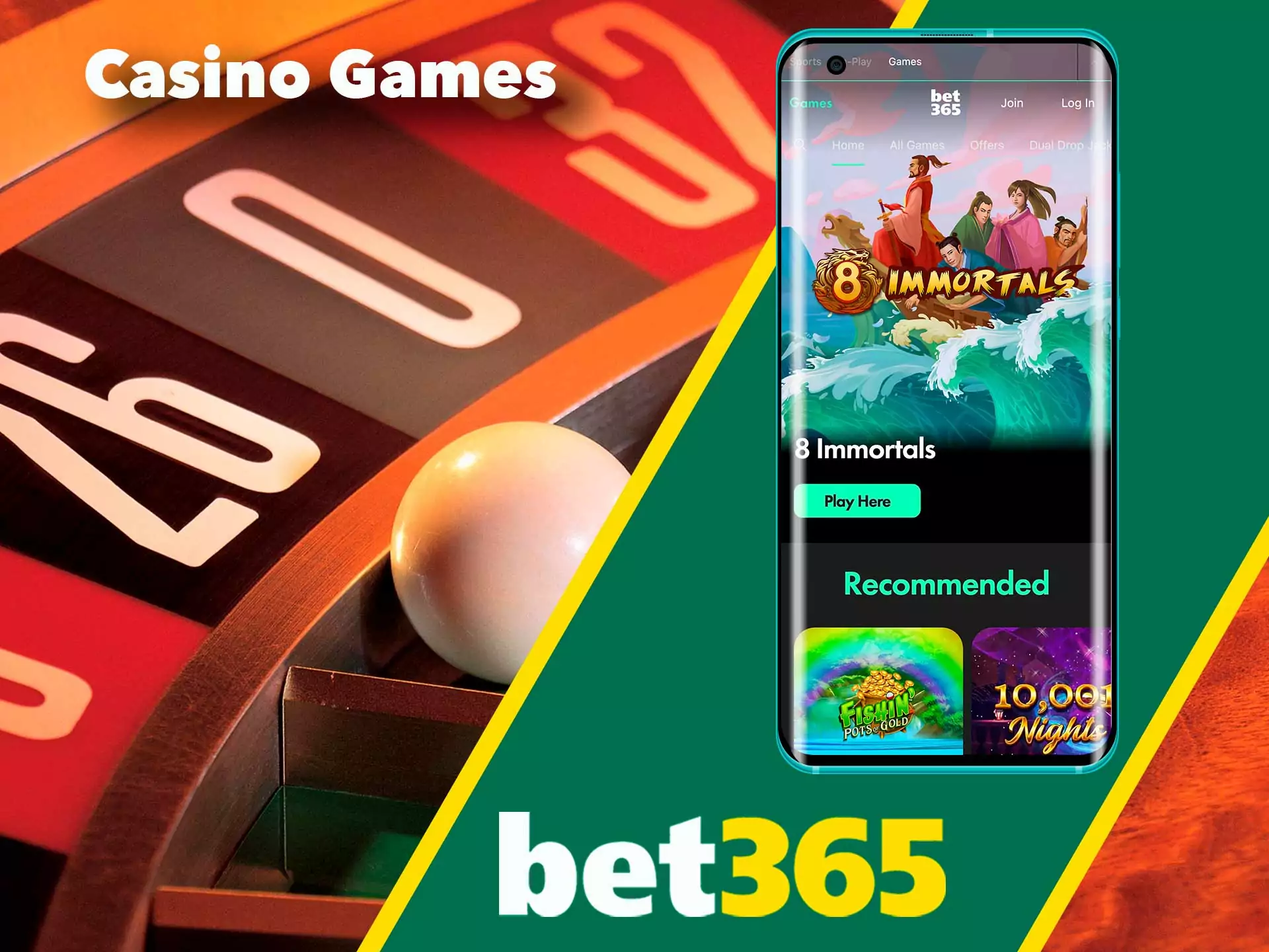 Play gambling online in Bet365 app.