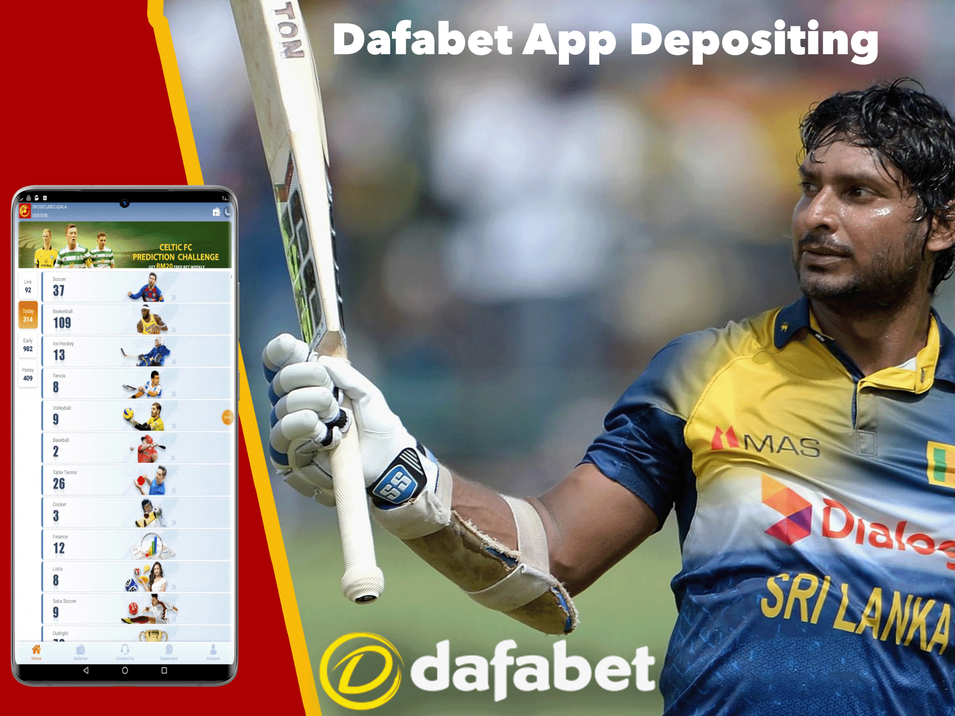 Instruction: how to deposit Dafabet app account .