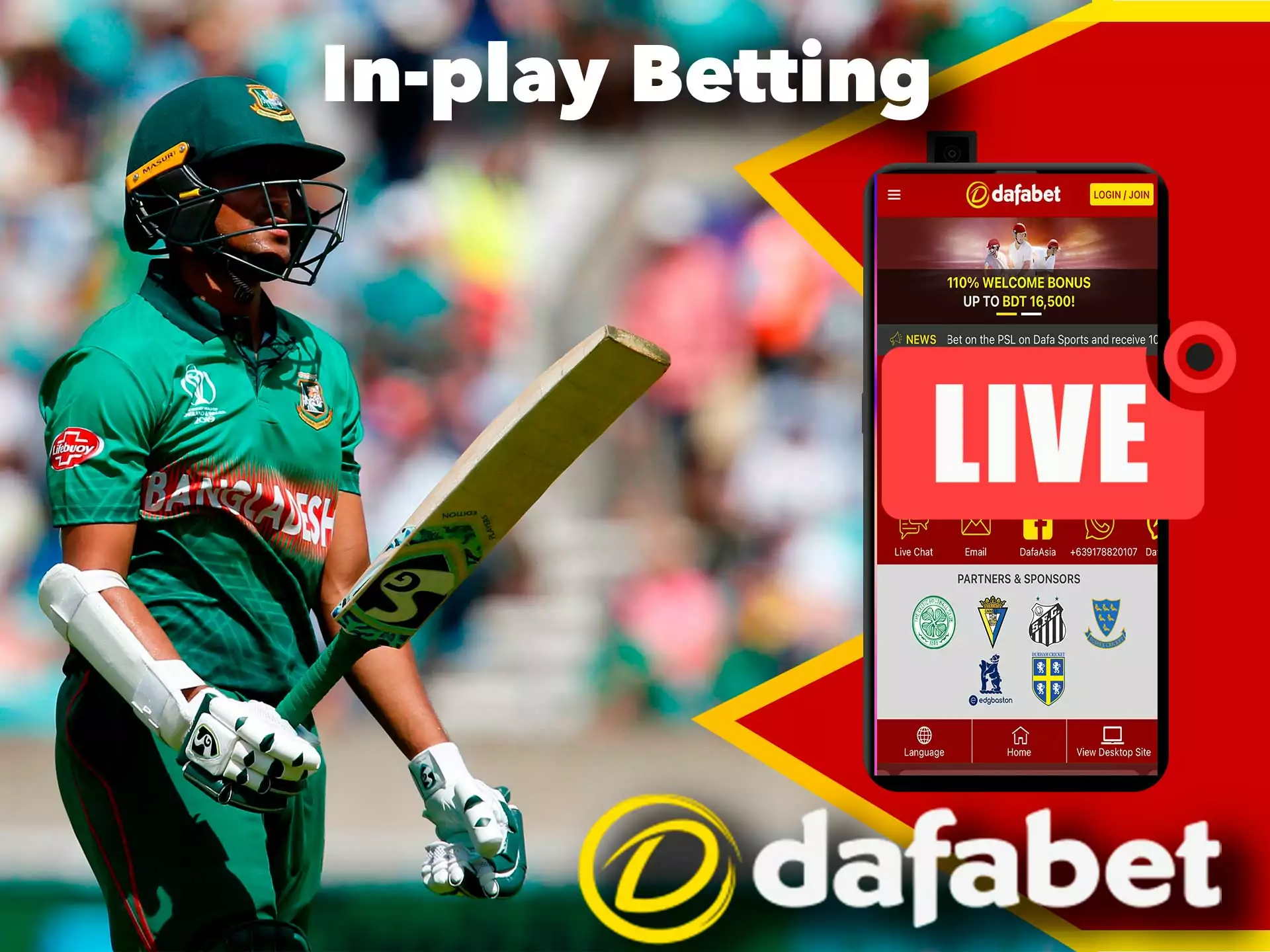 Place a bet in real time at Dafabet.
