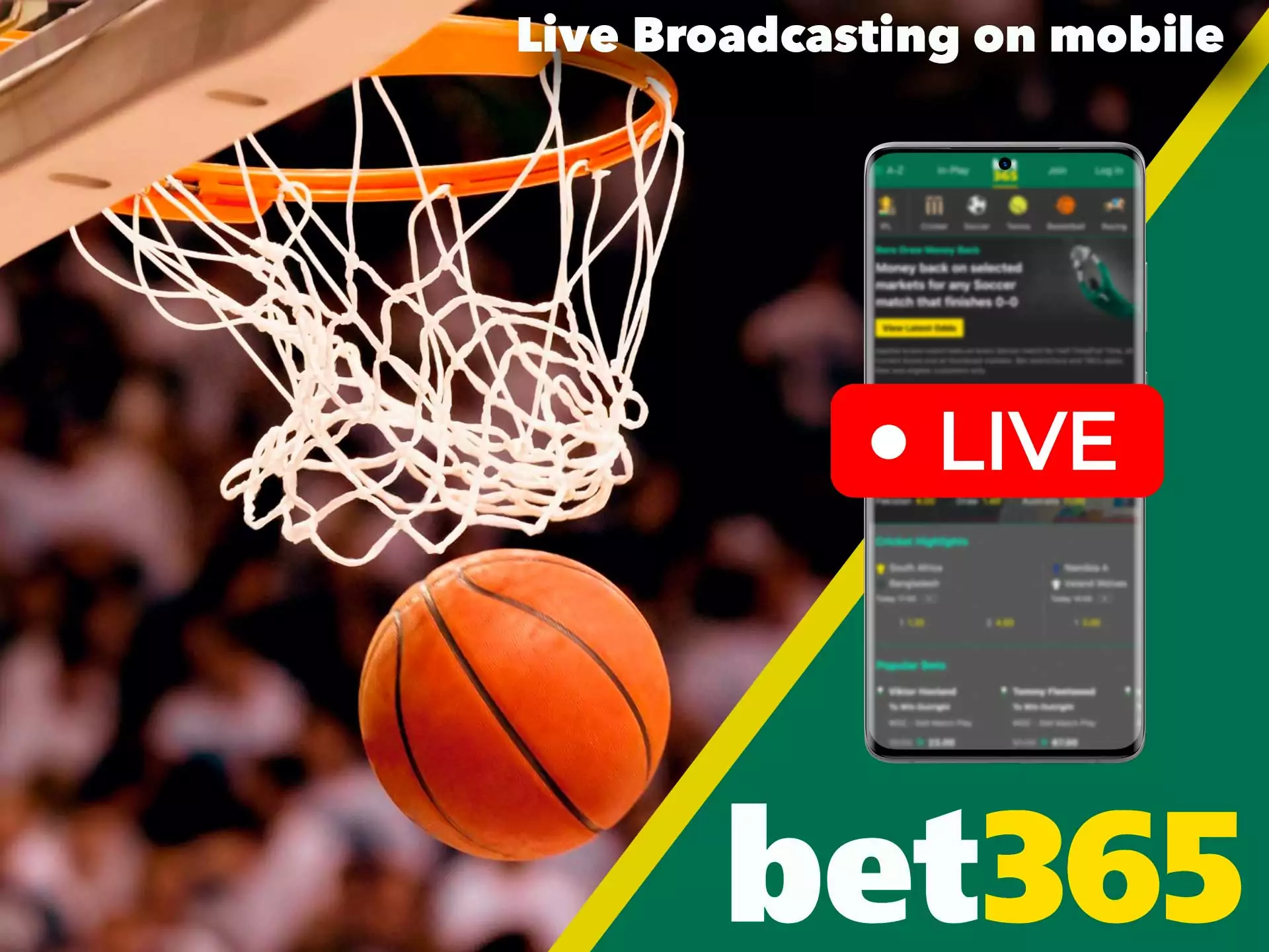 At Bet365 you can watch live broadcasts of matches online.