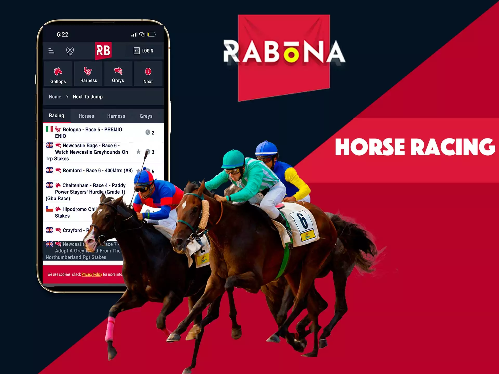 In Rabona you can bet on horse racing.