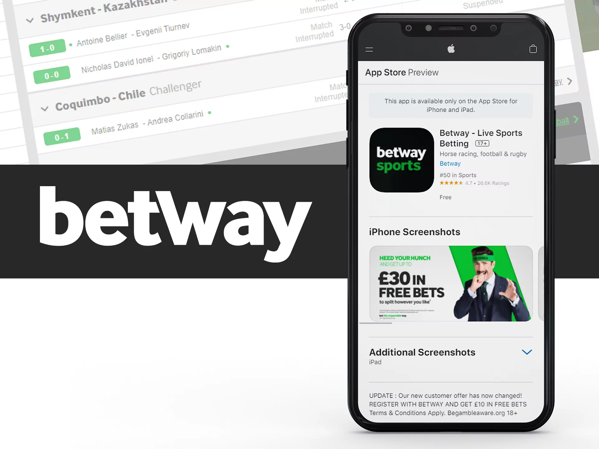 Go to app store fot Betway app.