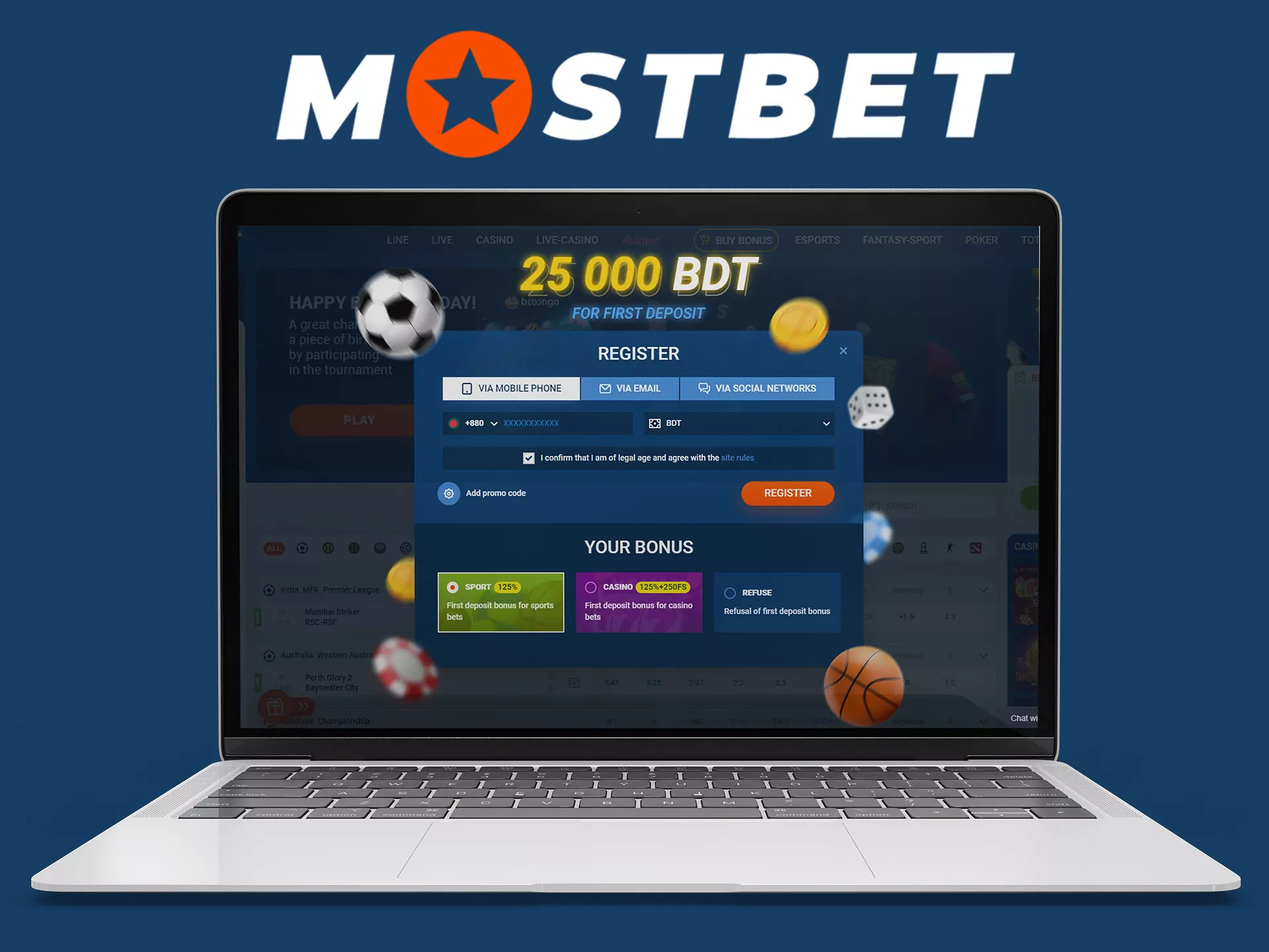 You can register in one click at Mostbet.