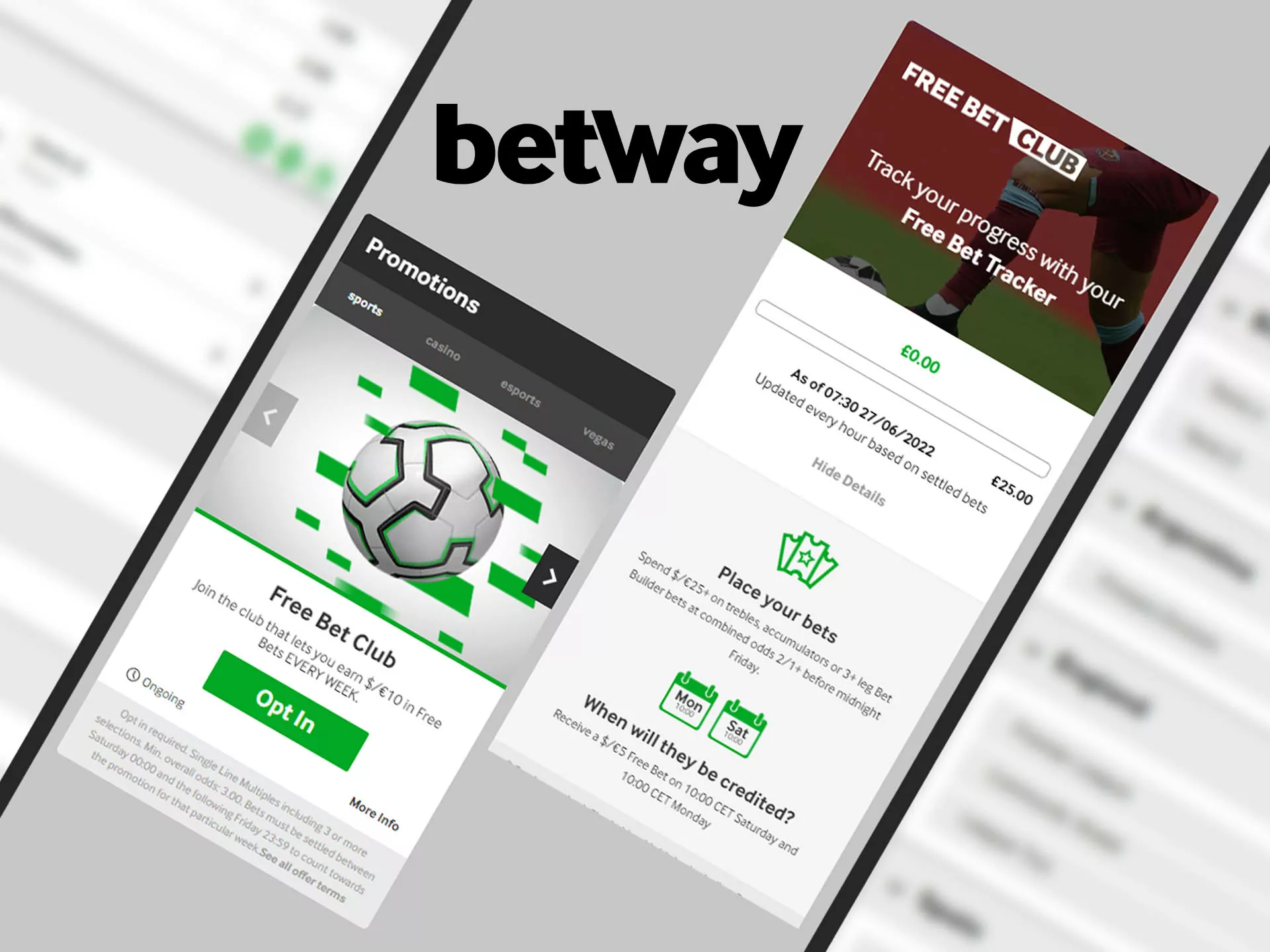 Bet every day and get additional bets at Betway.