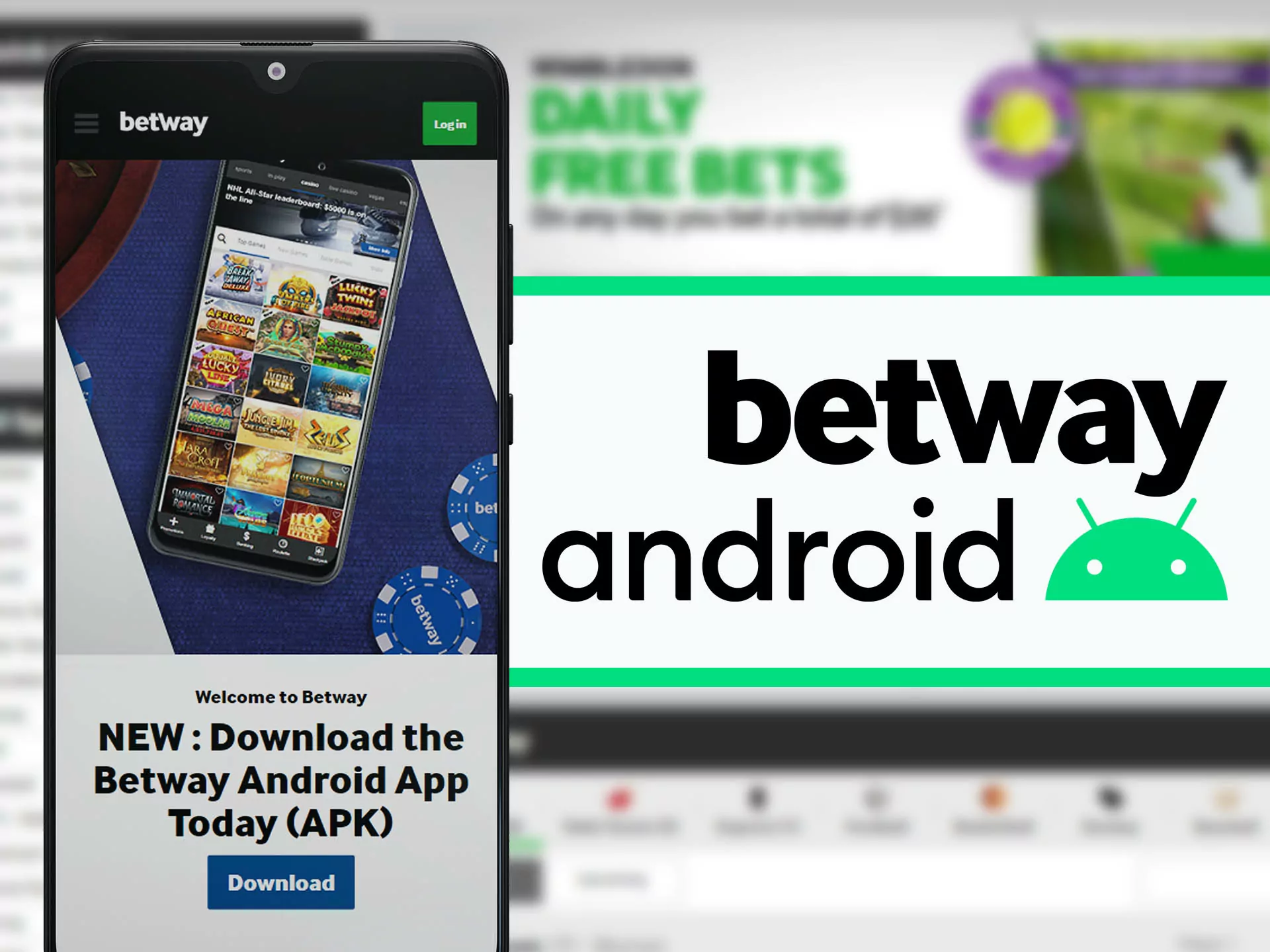 Download apk file and install Betway app on your phone.