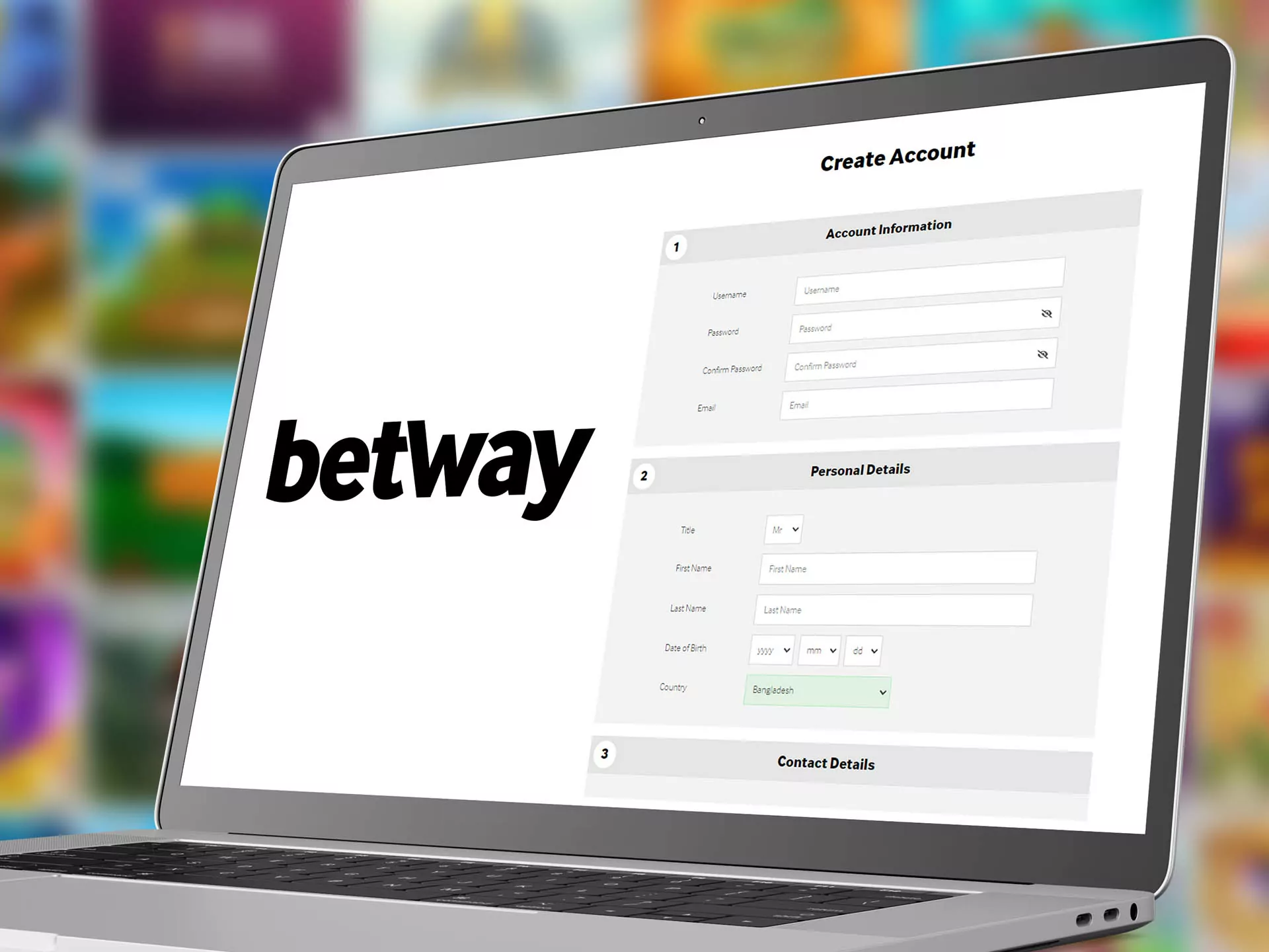 Registration at Betway is very simple.