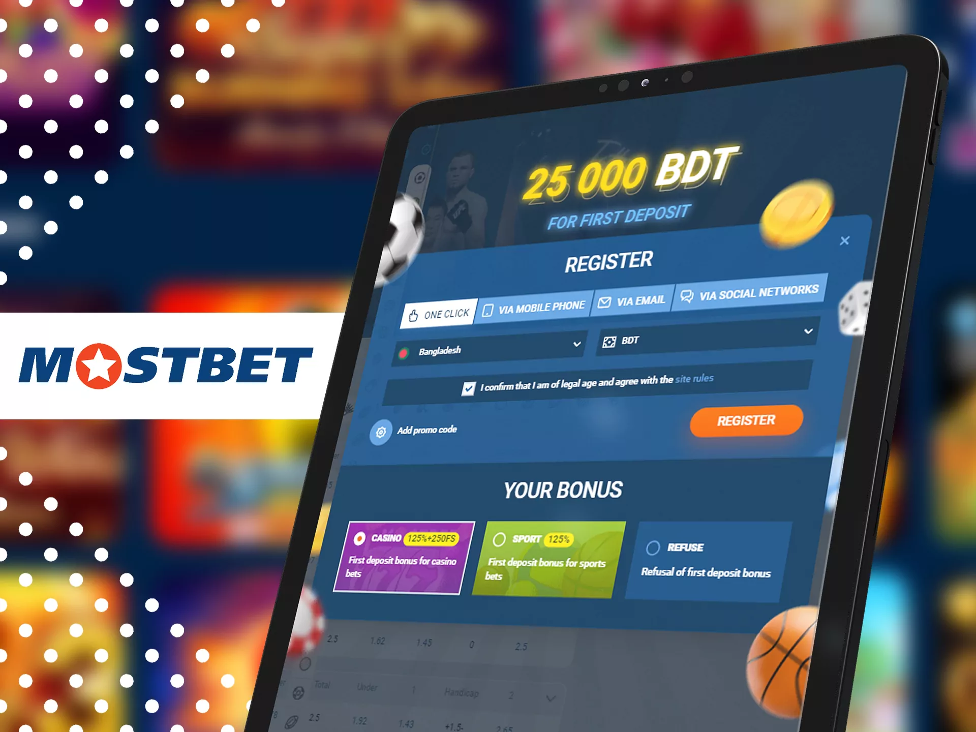 Register at Mostbet app and get bonuses.