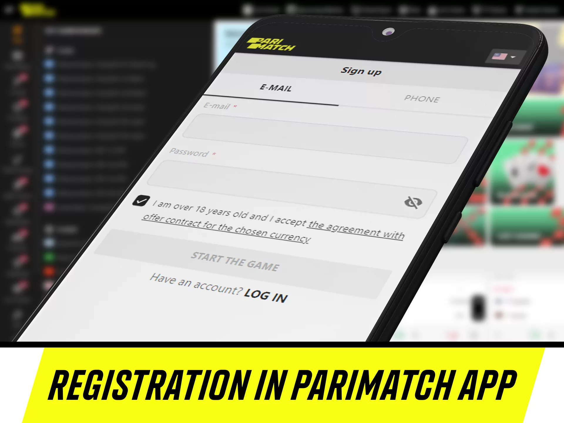 You can registrate in the Parimatch app.