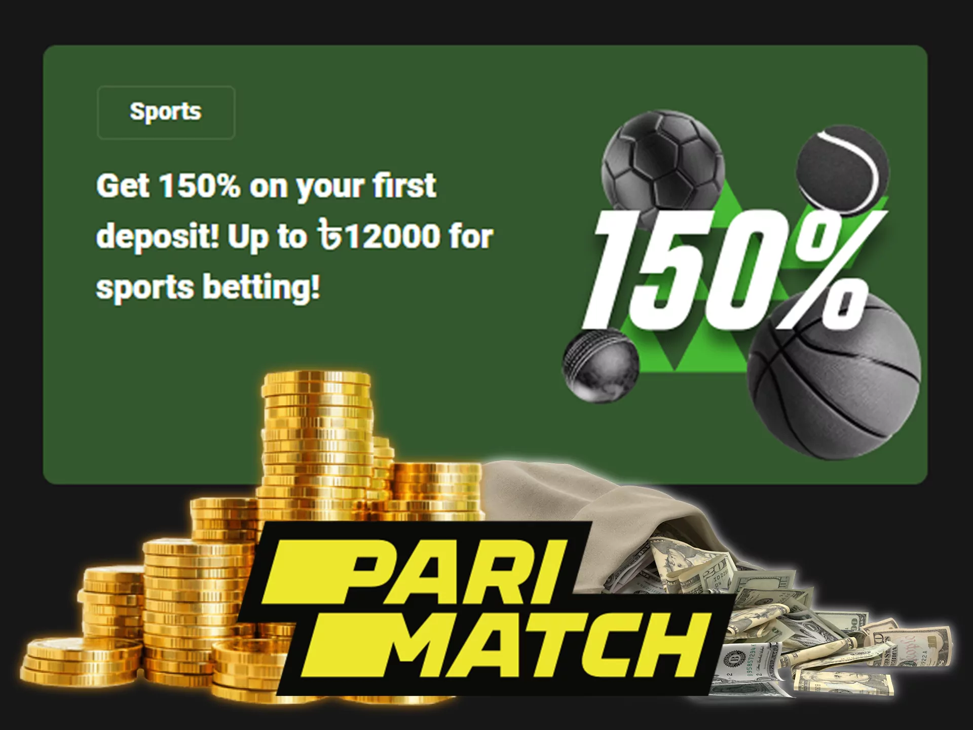 Make first deposit at Parimatch and get bonuses.