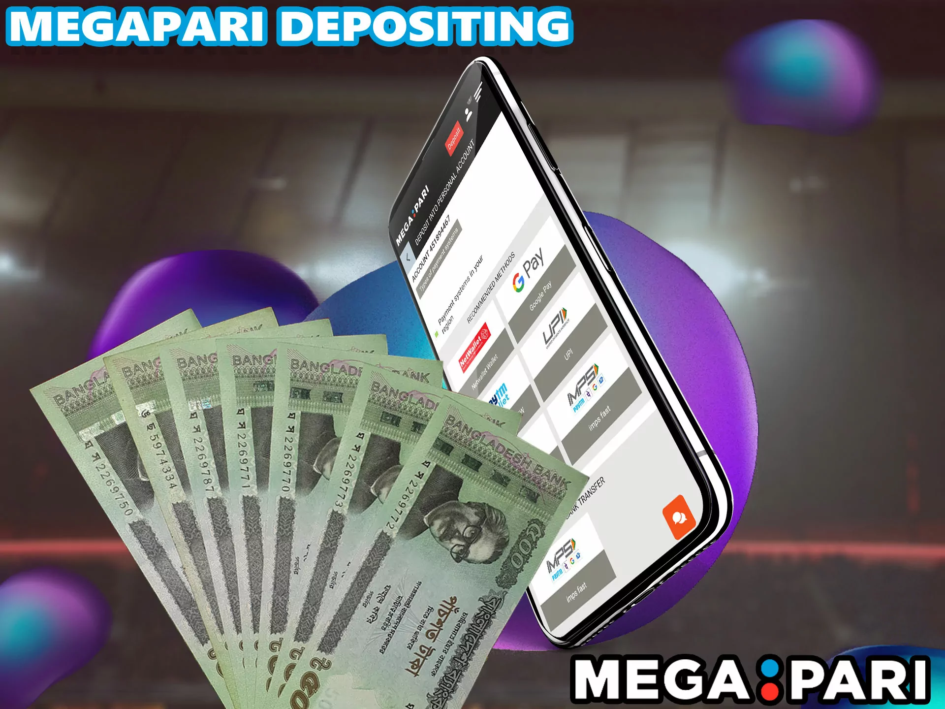 In order to place a bet, you need to replenish your Megapari account from your card.