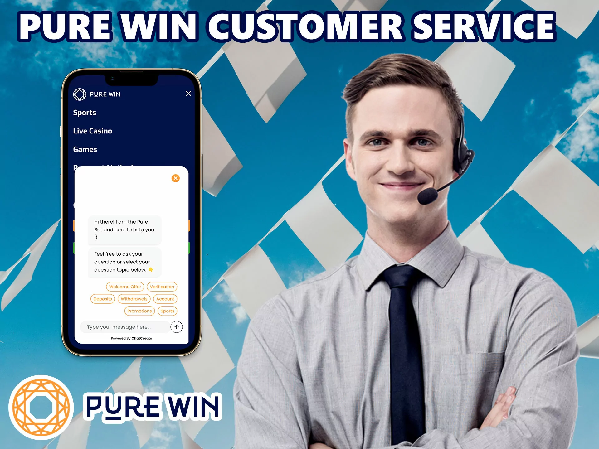 Pure Win customer support solves any problemes with platform.