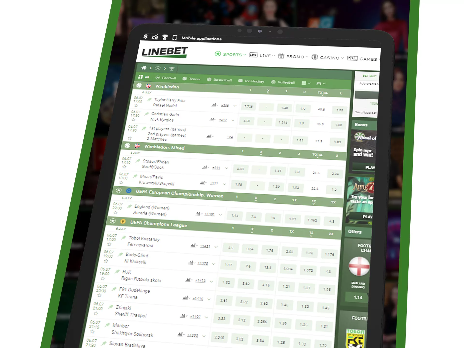 Use Linebet mobile version for start betting.