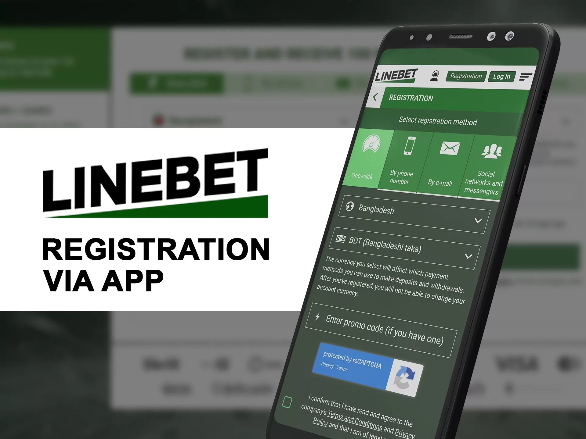 Registration process at Linebet app .