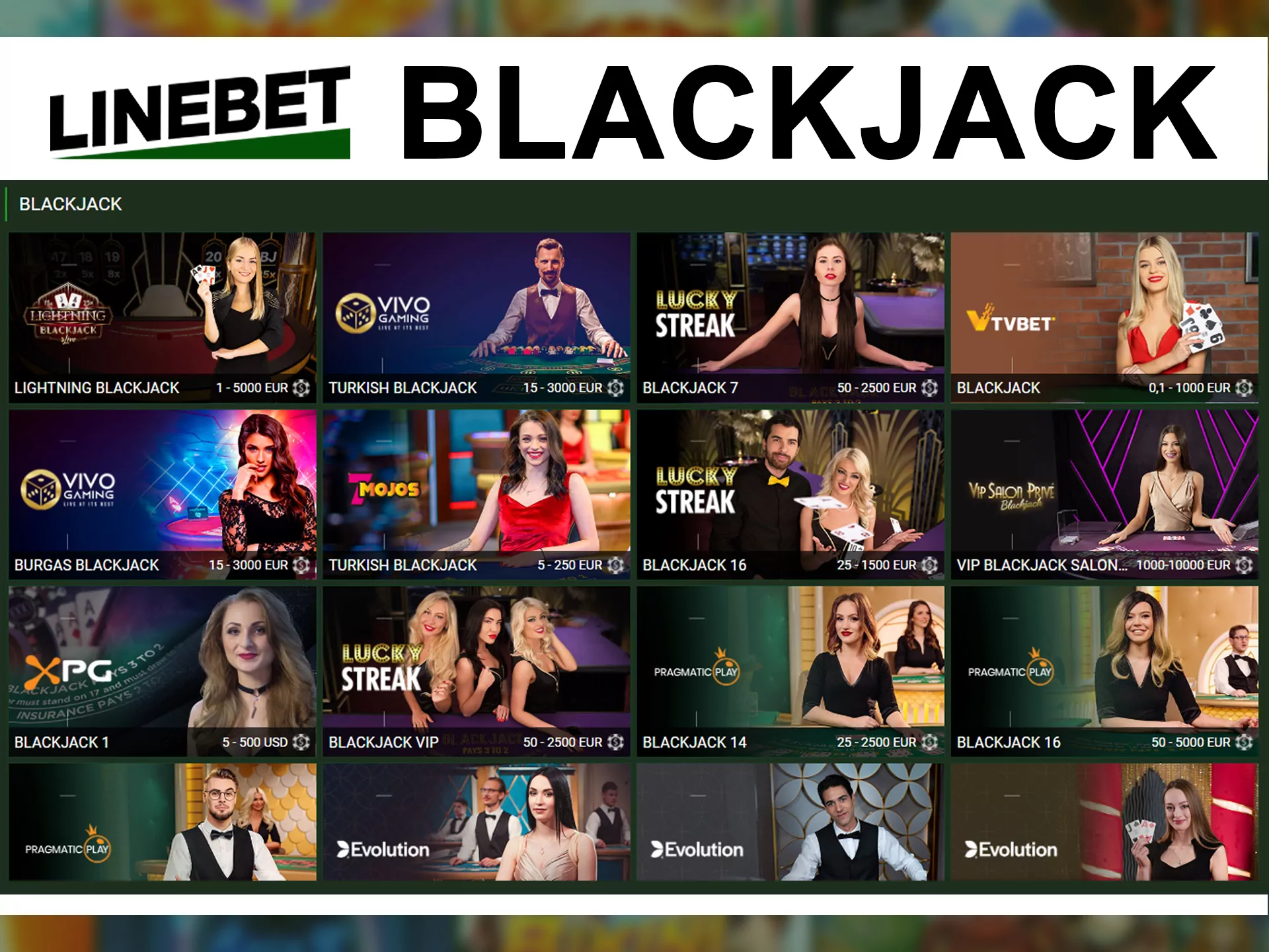 Play blackjack online at Linebet.