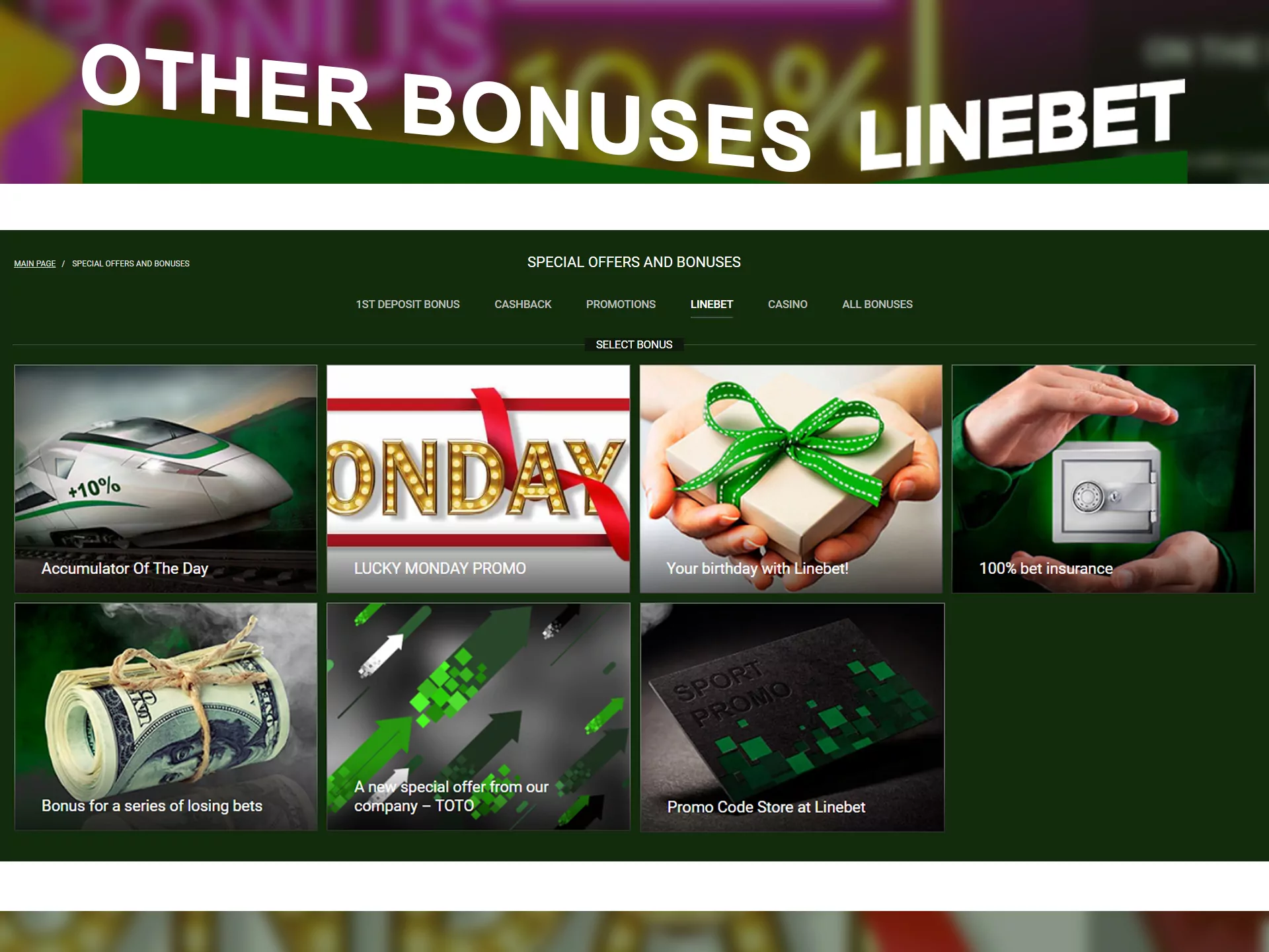 Linebet provides new and regular players with lots of bonuses and promotions.