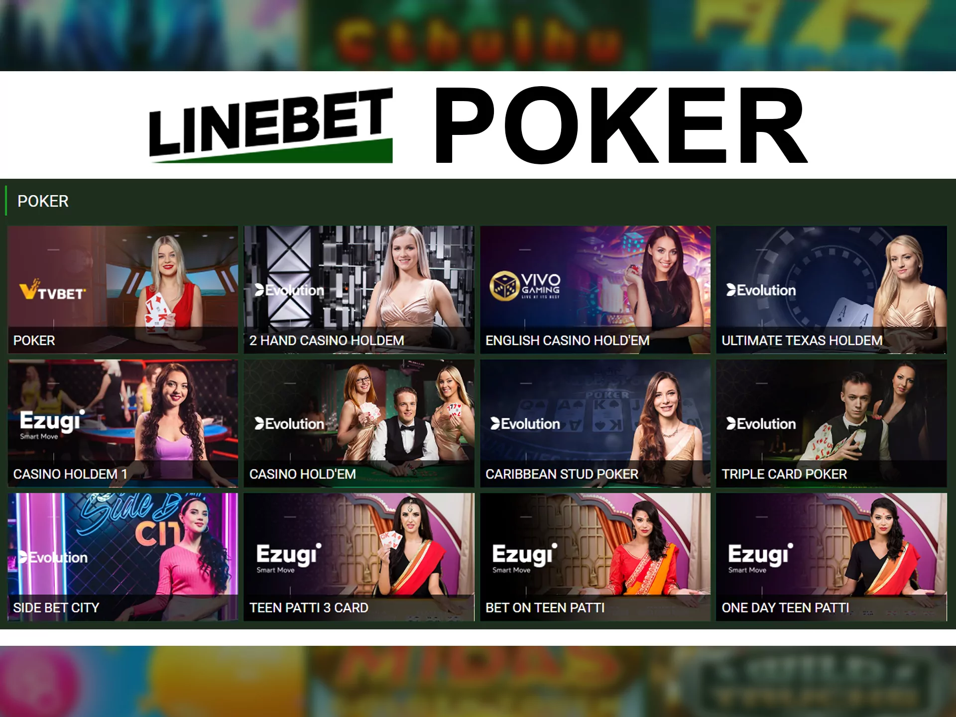 Choose prefered poker table and play on it at Linebet.