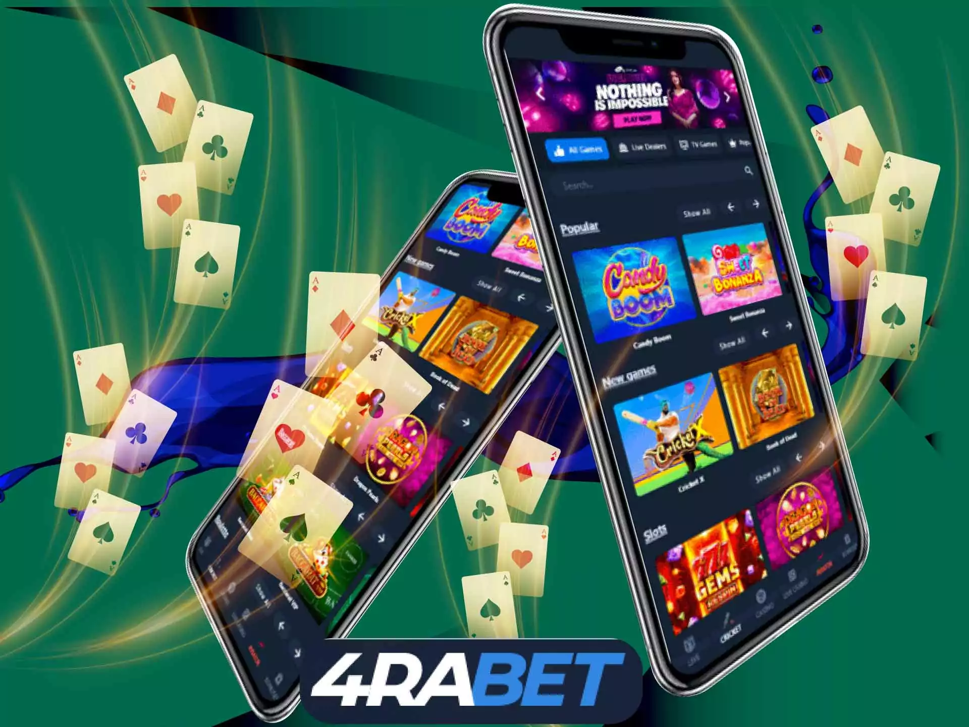 4rabet mobile app has all the same casino games.