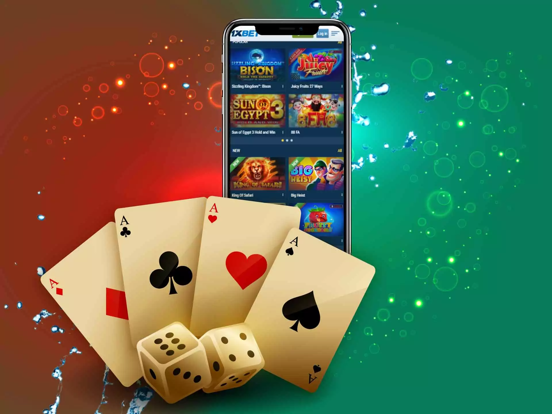 There are a lot of various casino games in the 1xBet app.