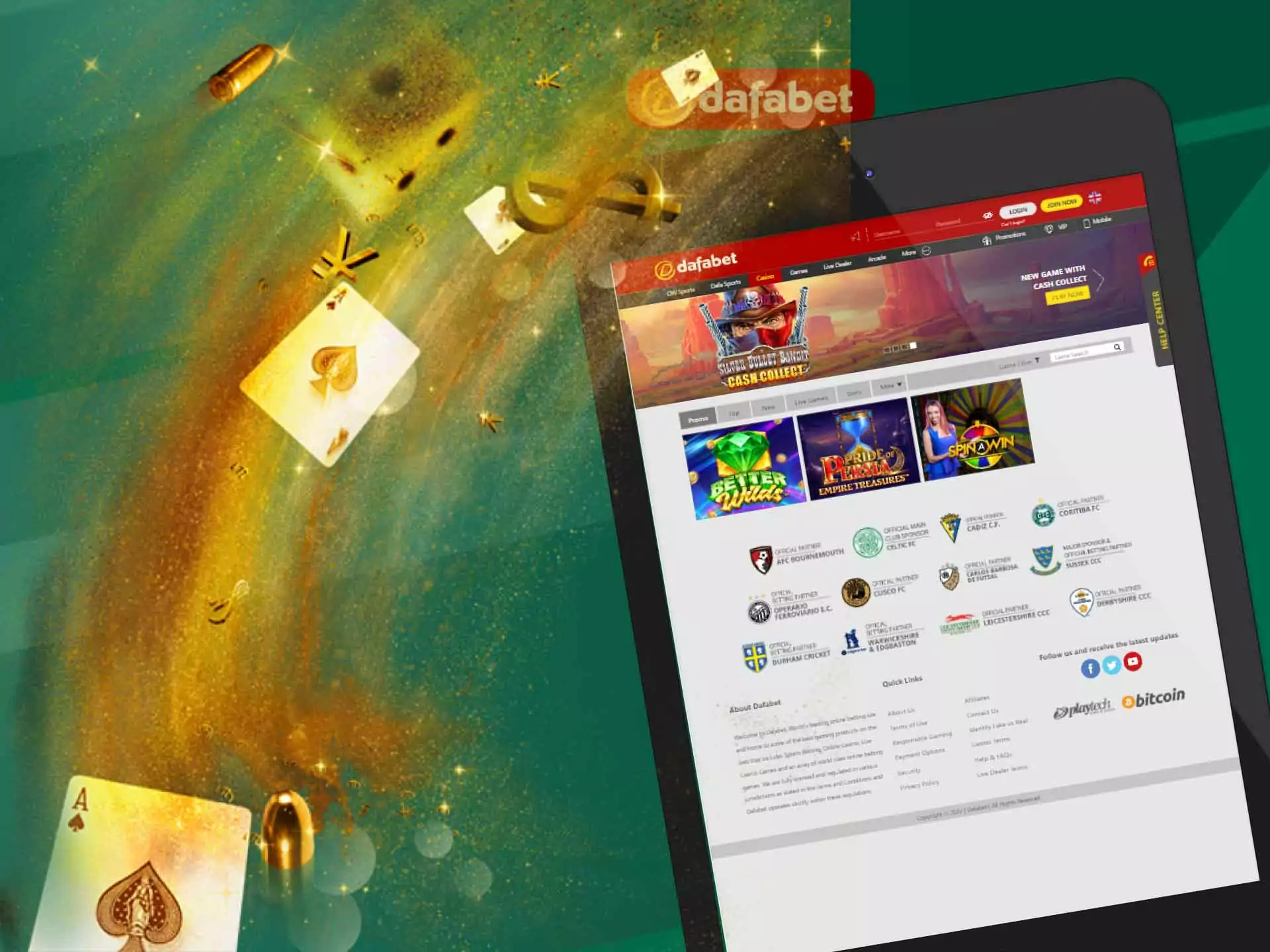 The Dafabet app has all the same casino games as the browser version does.