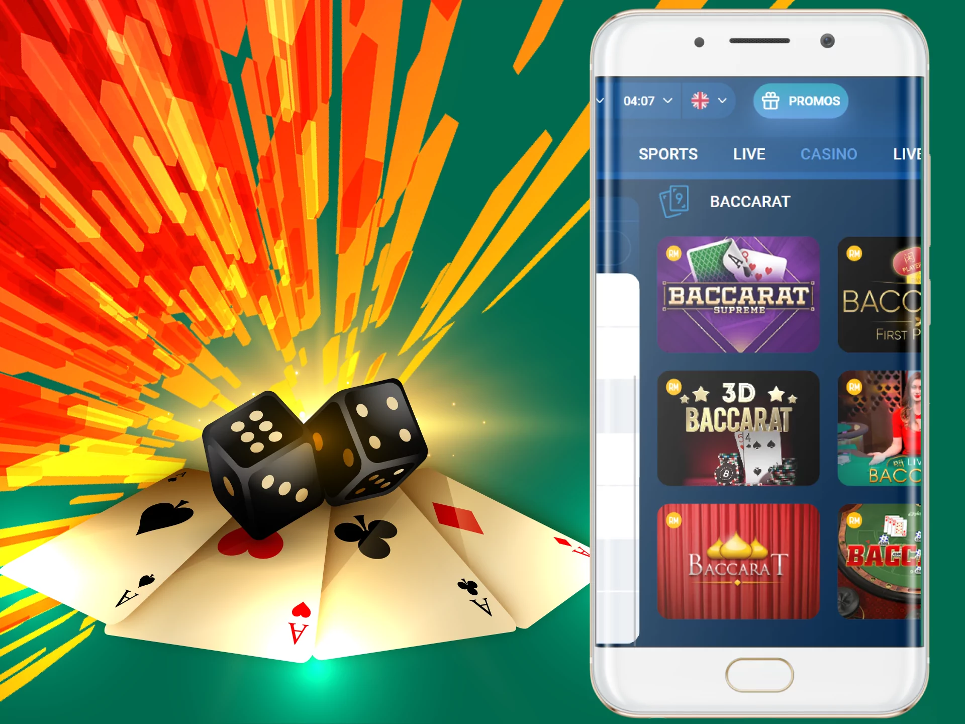 Mostbet casino offers also baccarat games.