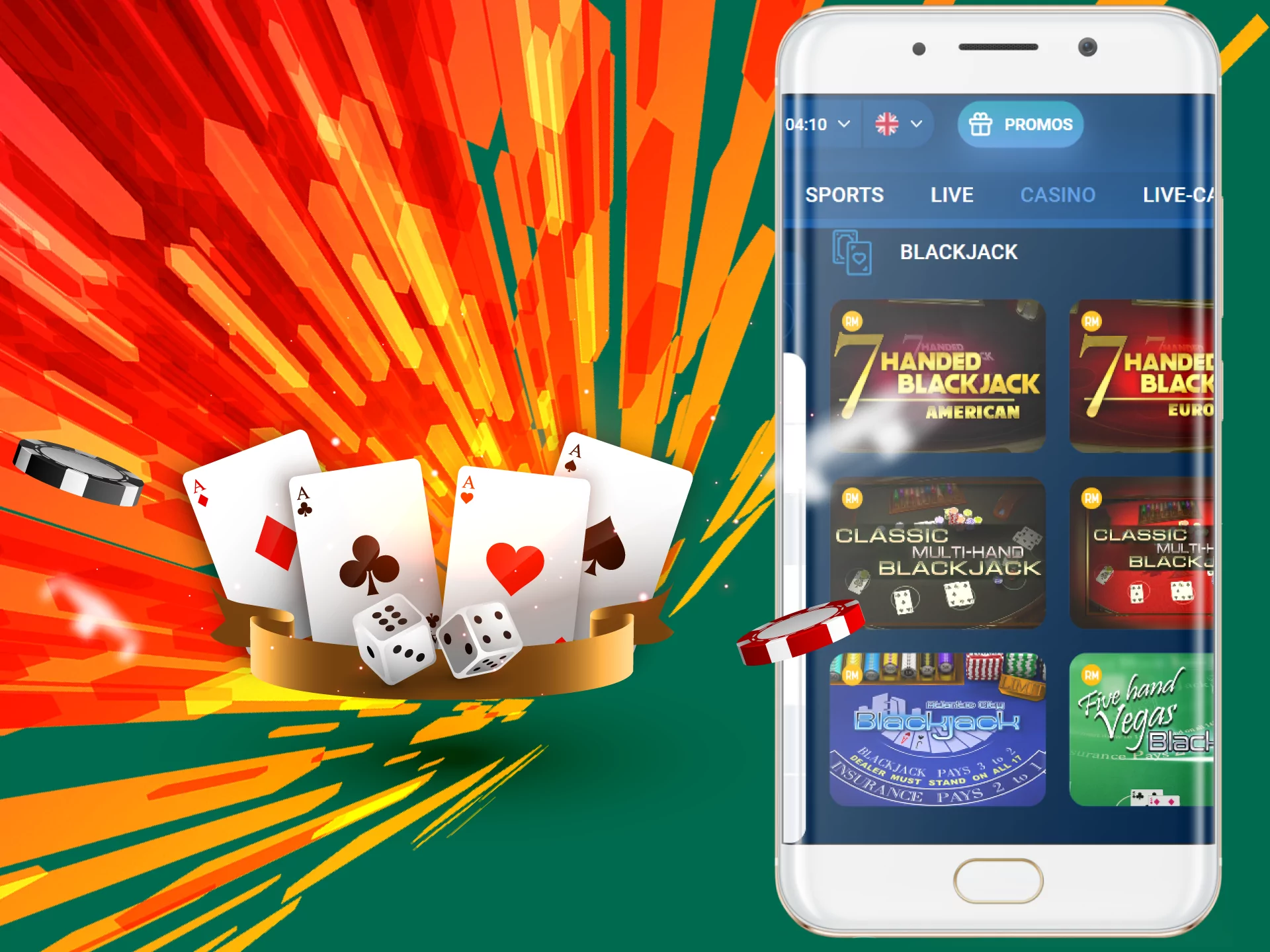 Get 21 points and win a blackjack game at Parimatch.