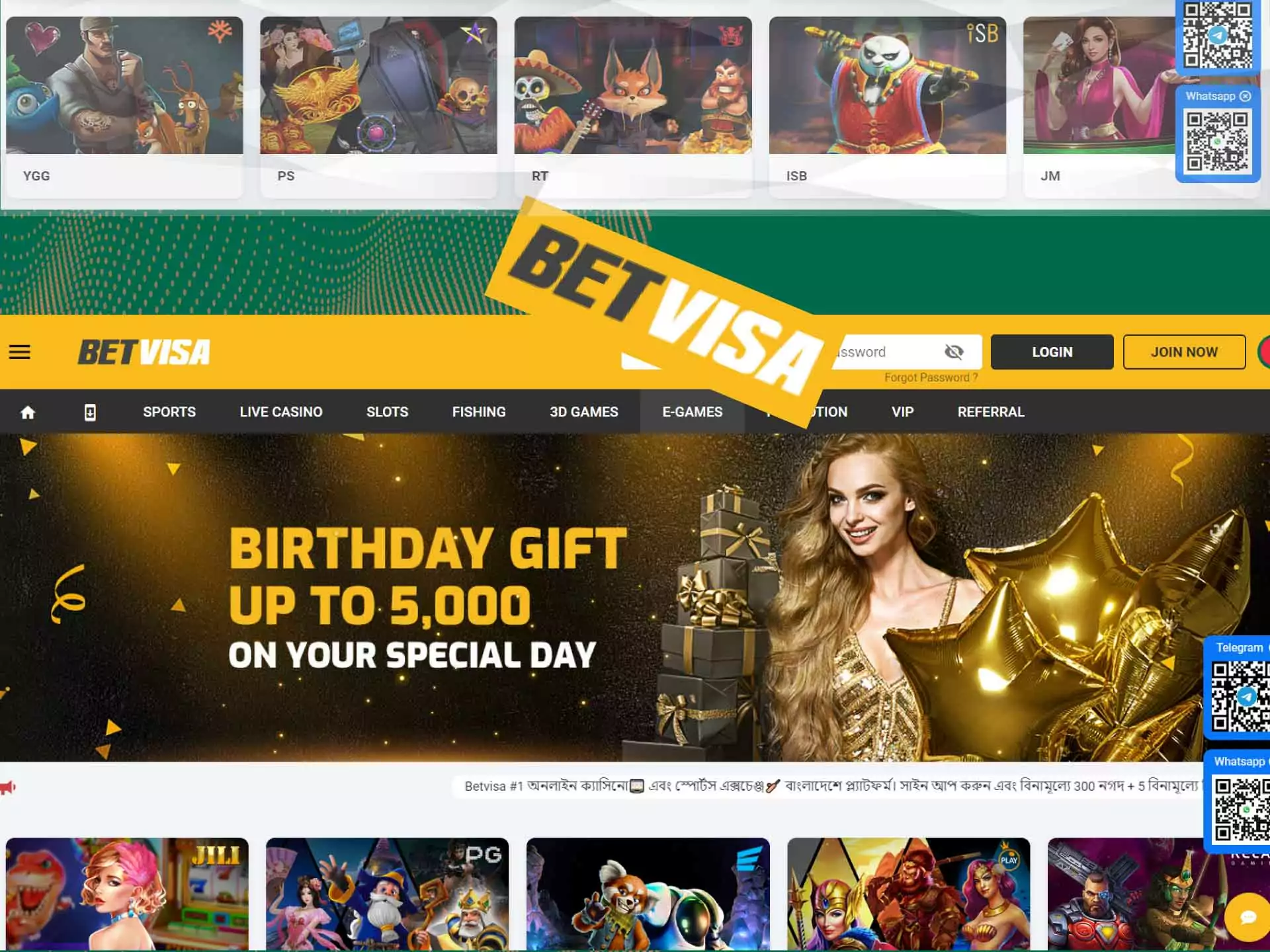 Sign up for BetVisa and place bets or play casino games.