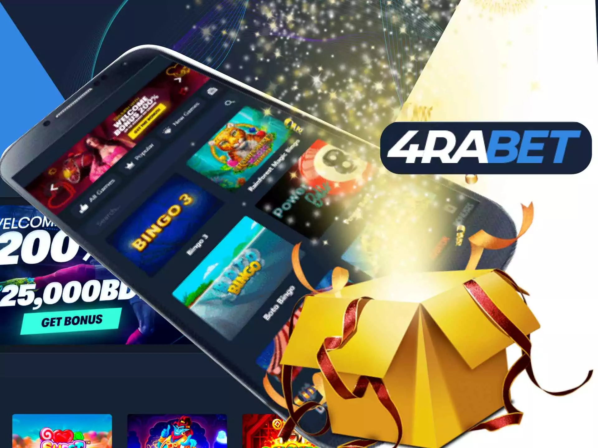 Get the 4rabet casino bonus of up to 30,000 BDT after the first deposit.