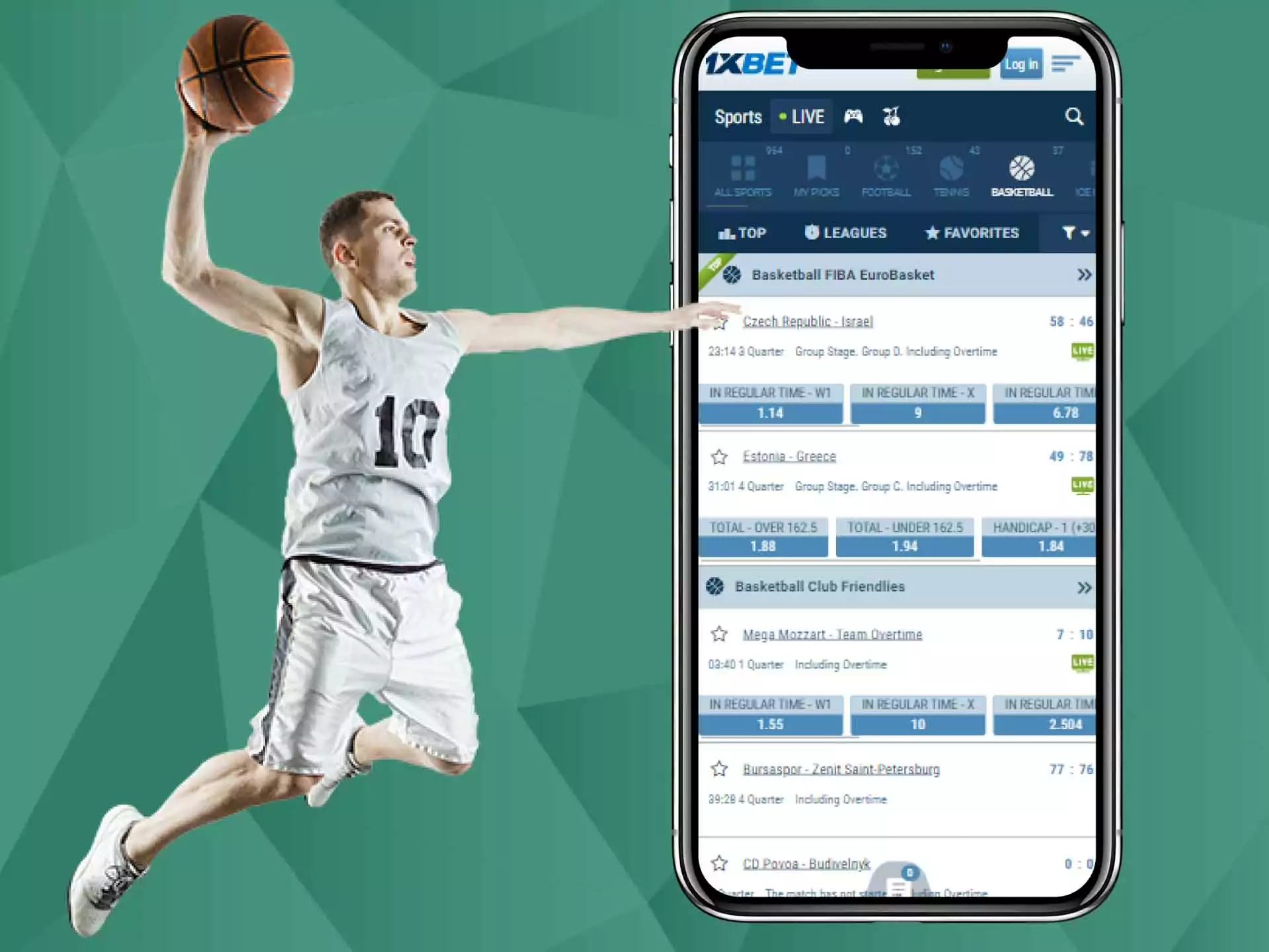 Basketball leagues are also available for betting at 1xBet.