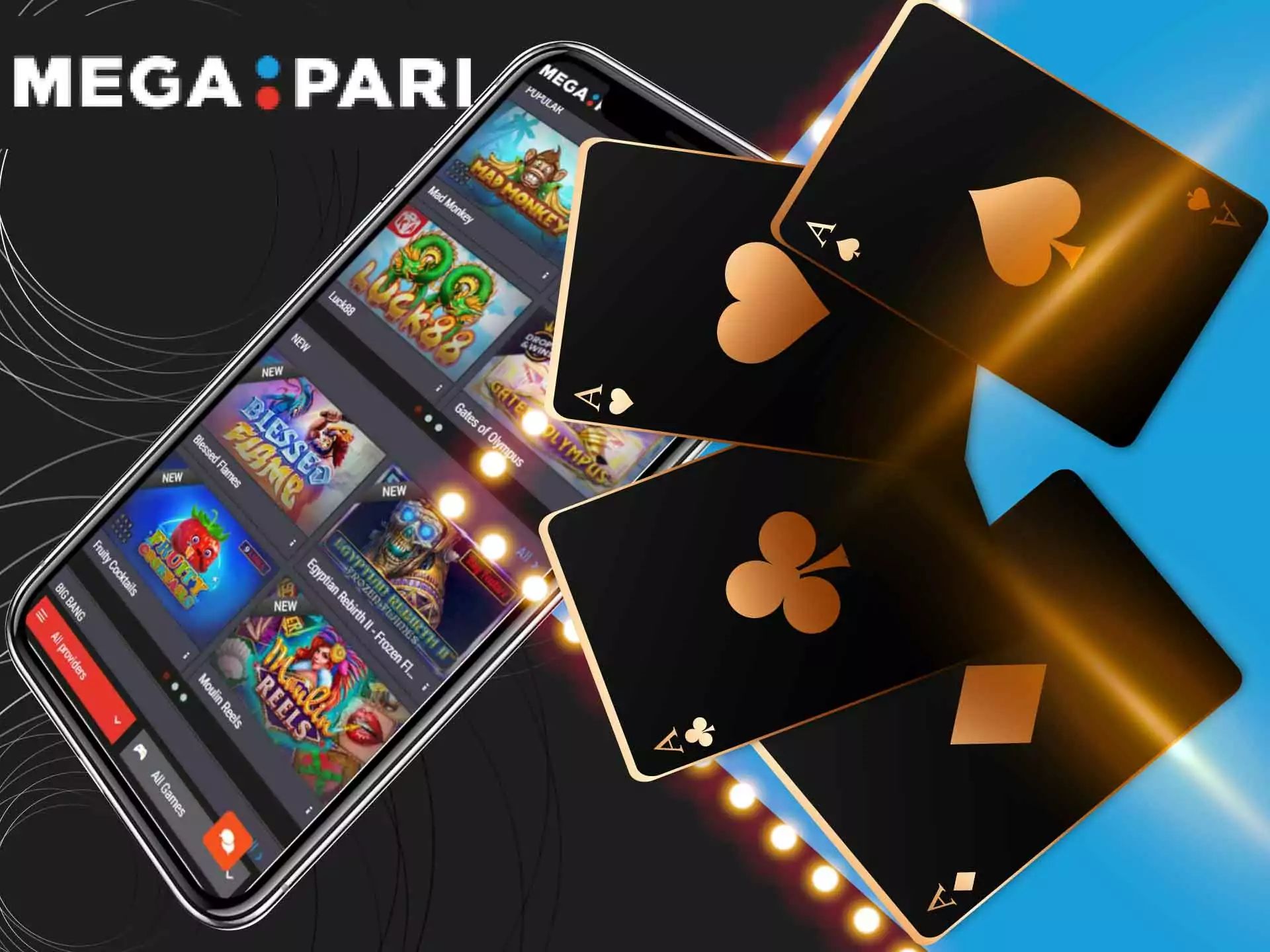 MegaPari online casino has all the modern and well-known casino games in its app.