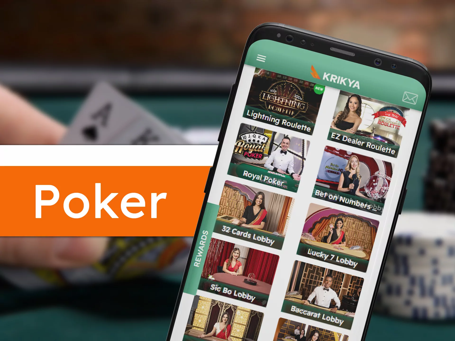 Play live poker games using Krikya app.