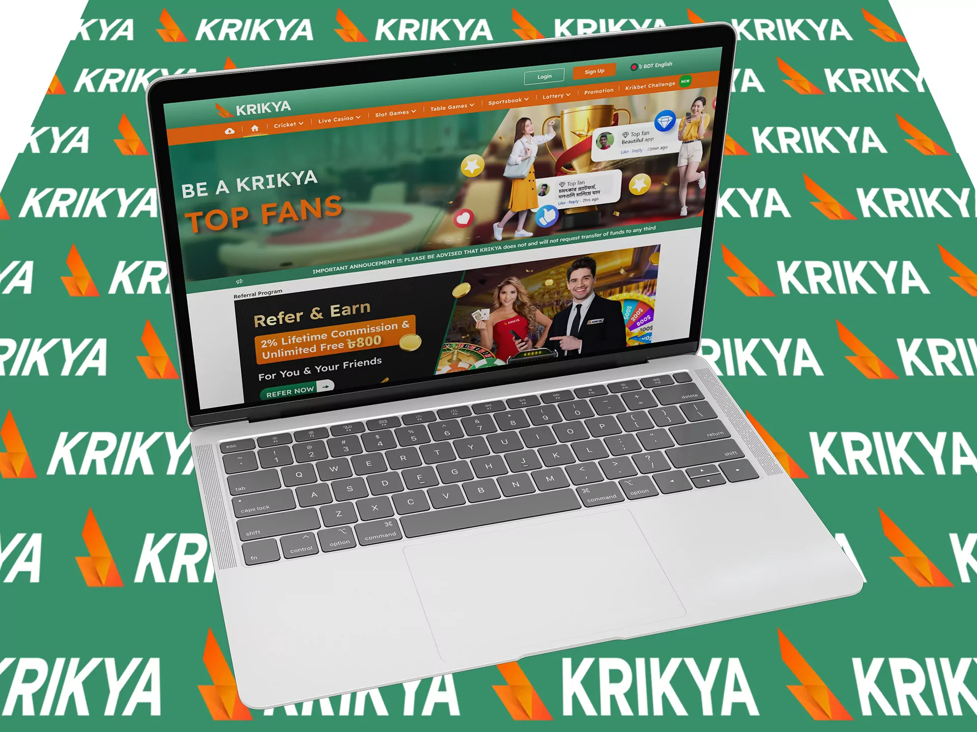 Krikya website is the best place in Bangladesh where you can bet and play casinos.