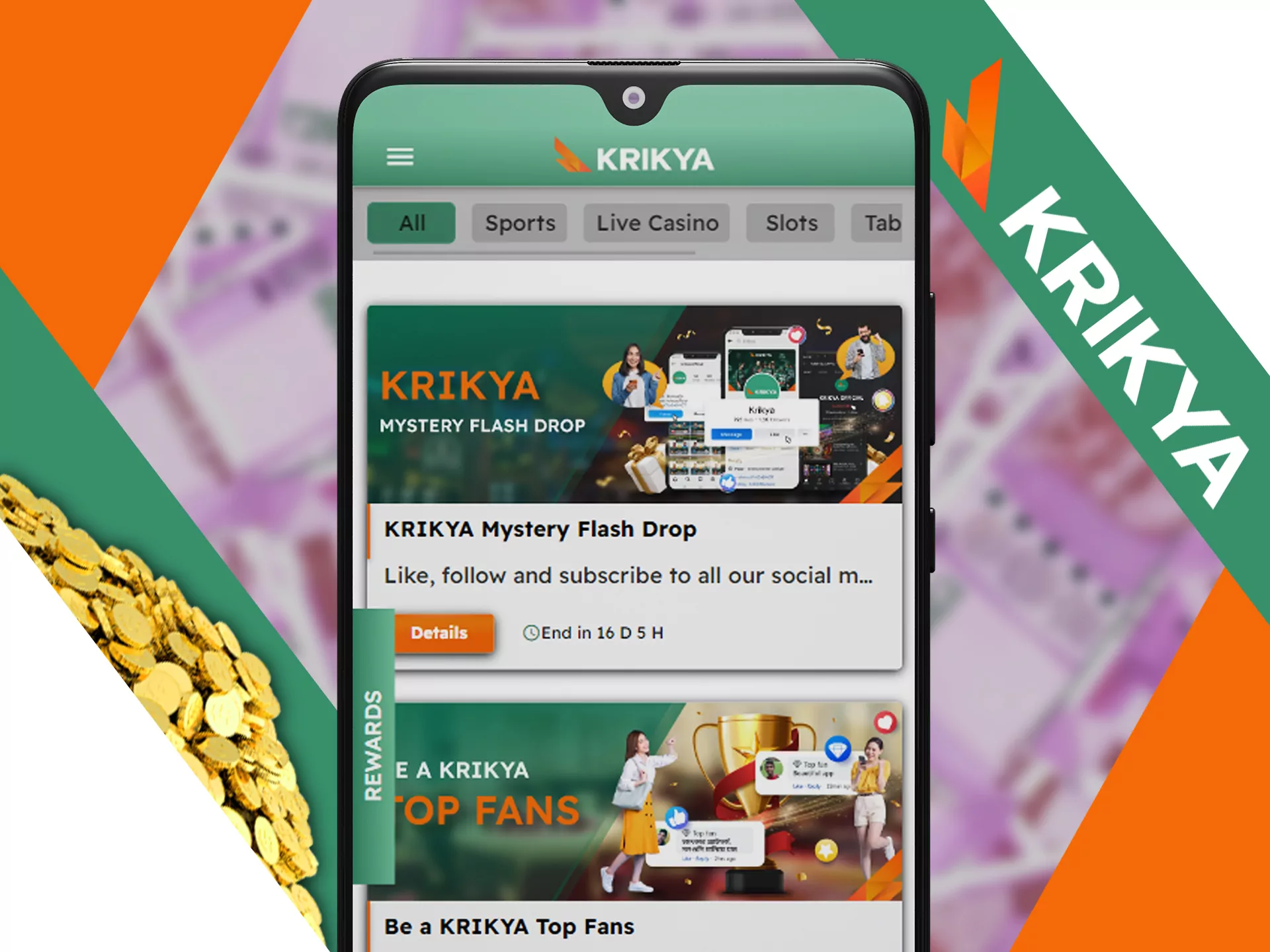 Get benefits from all of the Krikya bonuses.