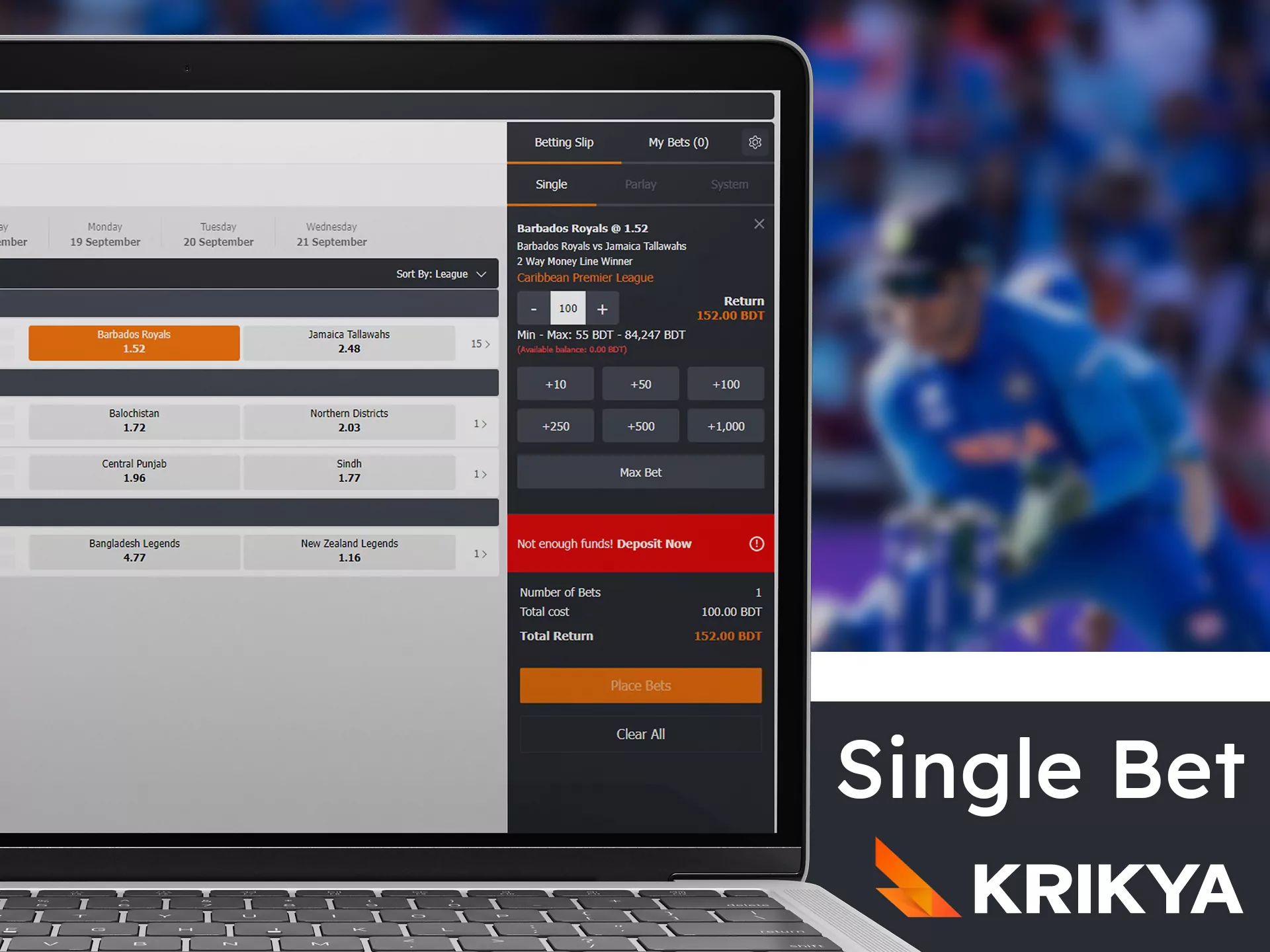 Make simple bets with low risks at Krikya.
