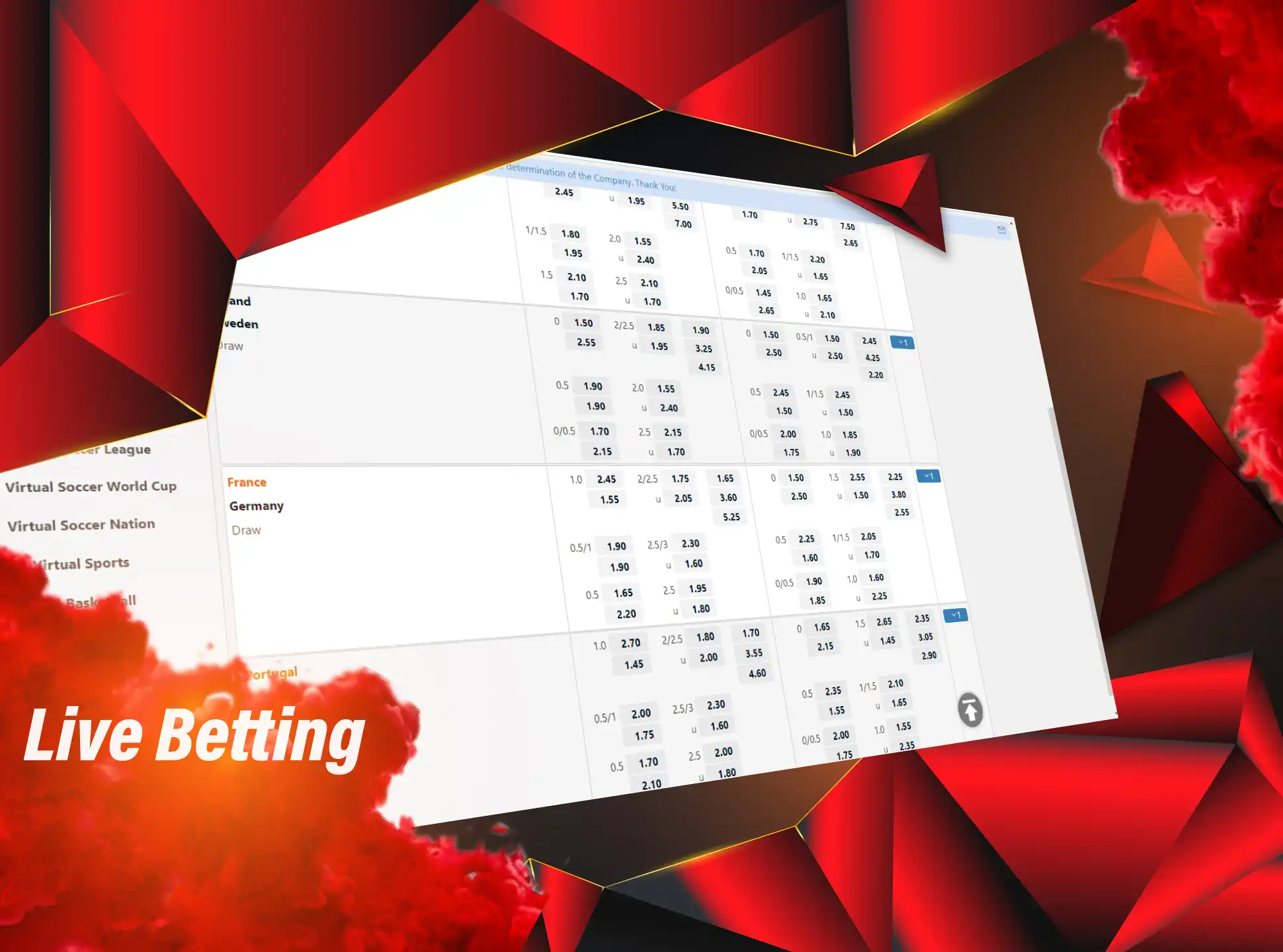 Watch the matches streamings at MarvelBet and place bets during the matches.