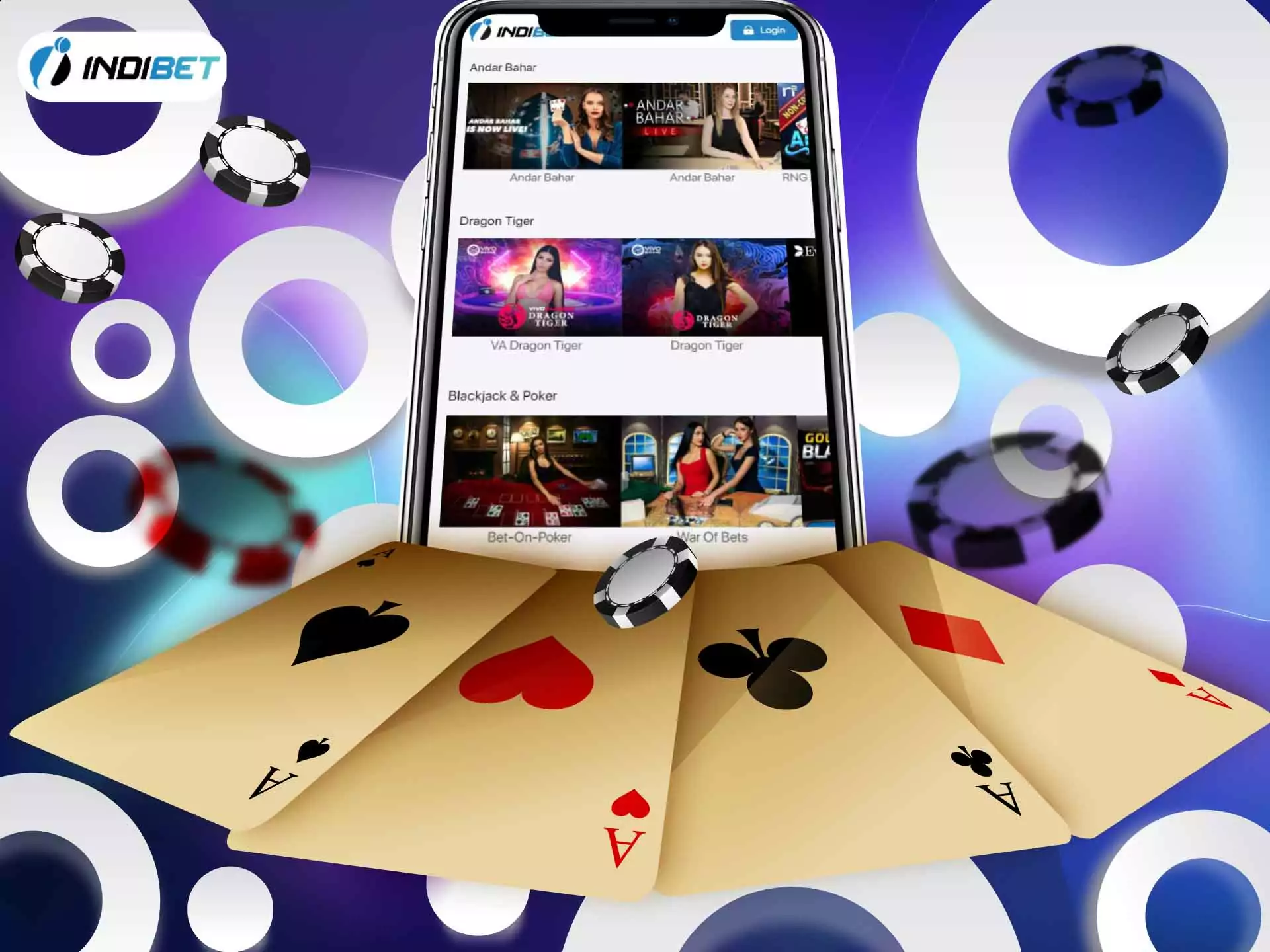 Play traditional games like Andar Bahar in the Indibet casino.